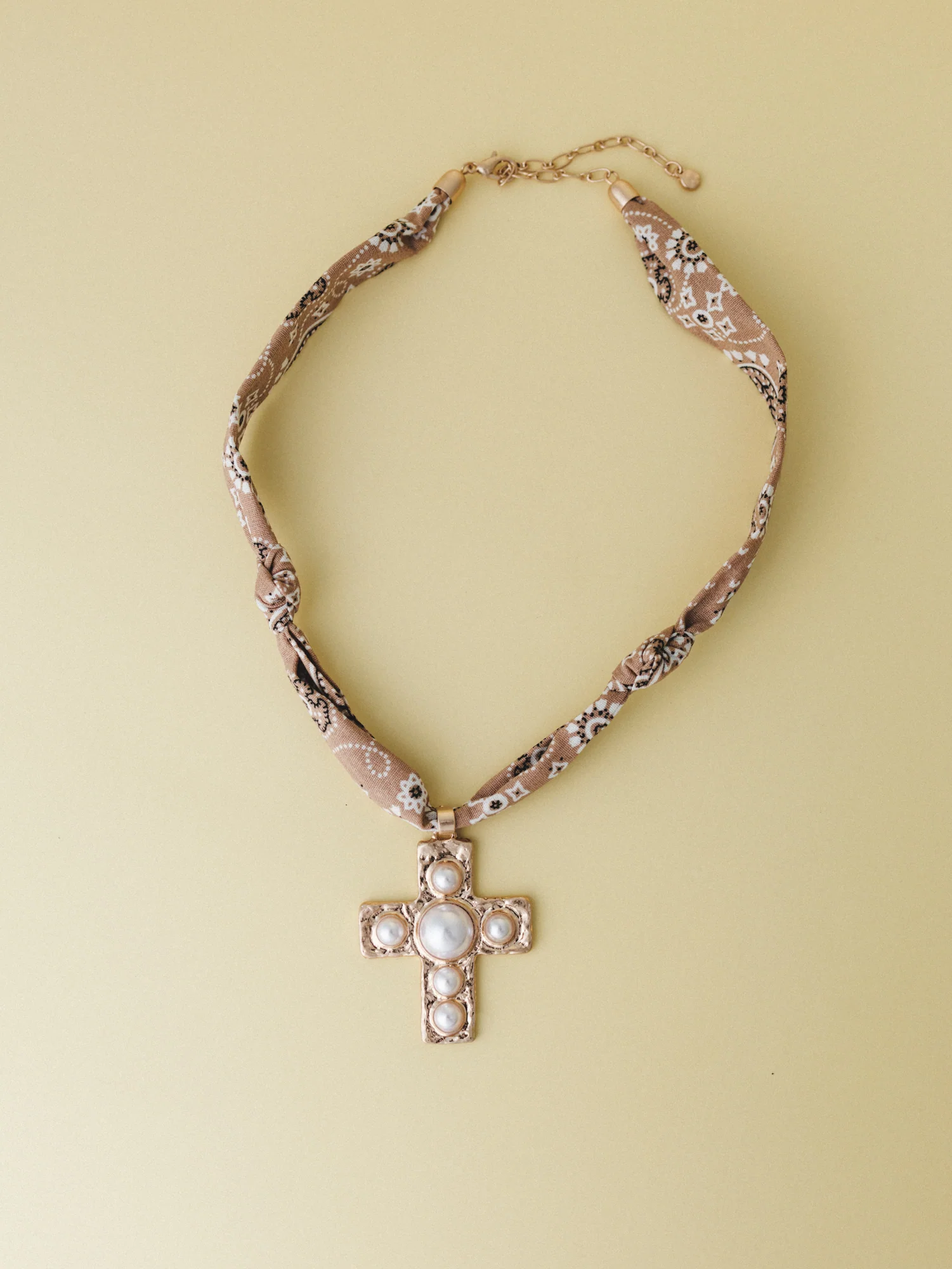 Cross Bandana Necklace - Brown - Image 2