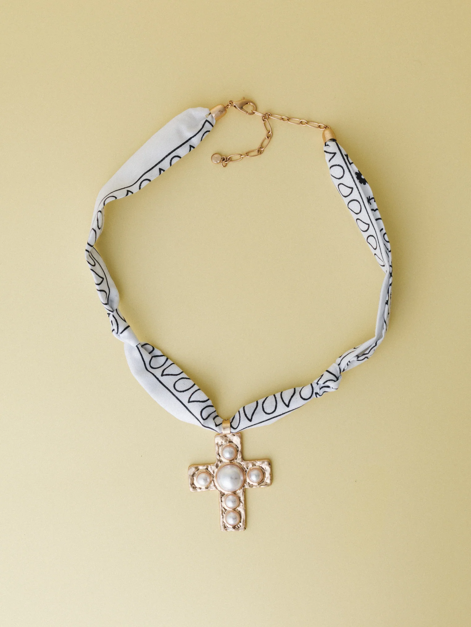 Cross Bandana Necklace - White - Image 3