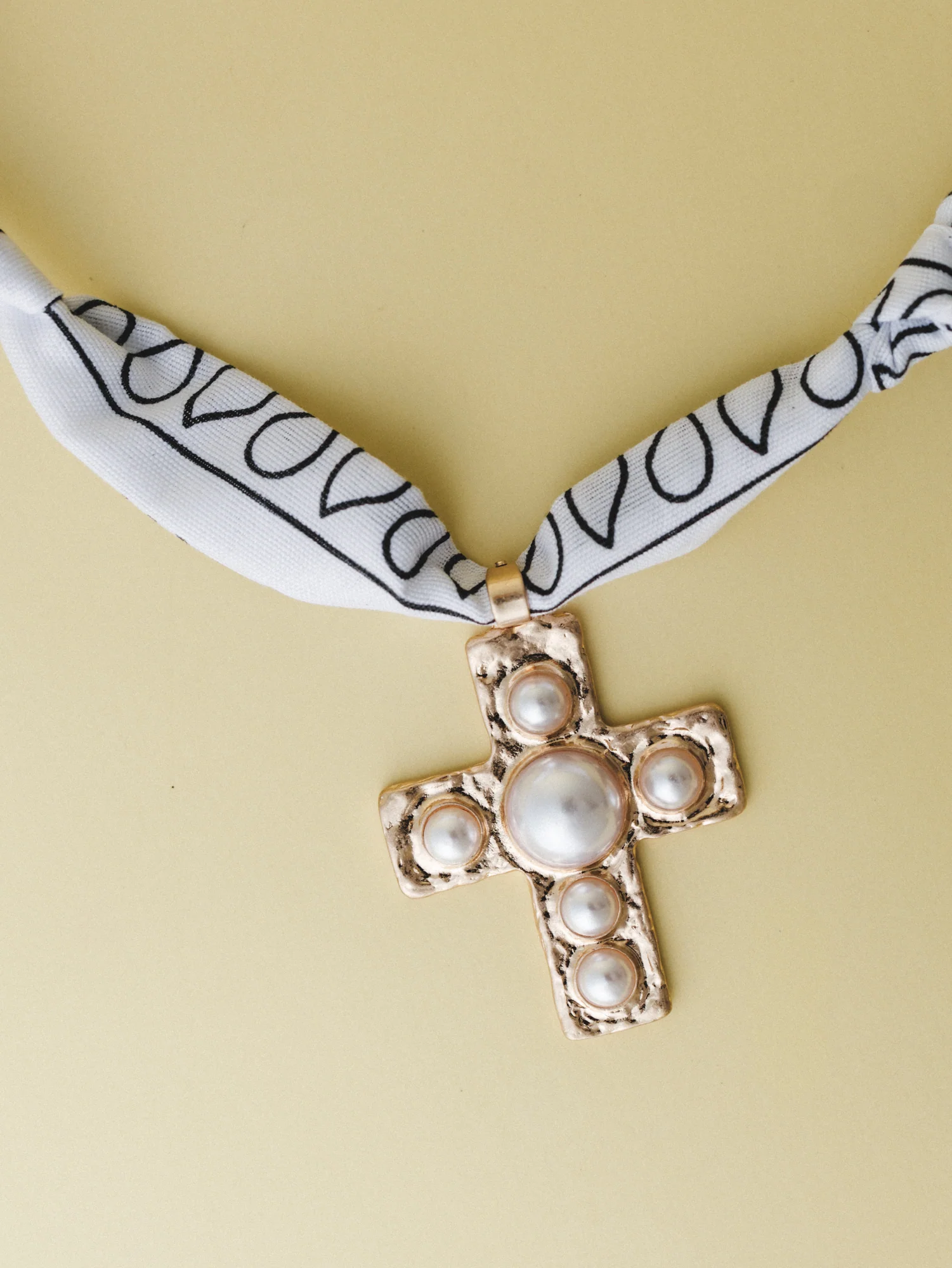 Cross Bandana Necklace - White - Image 4