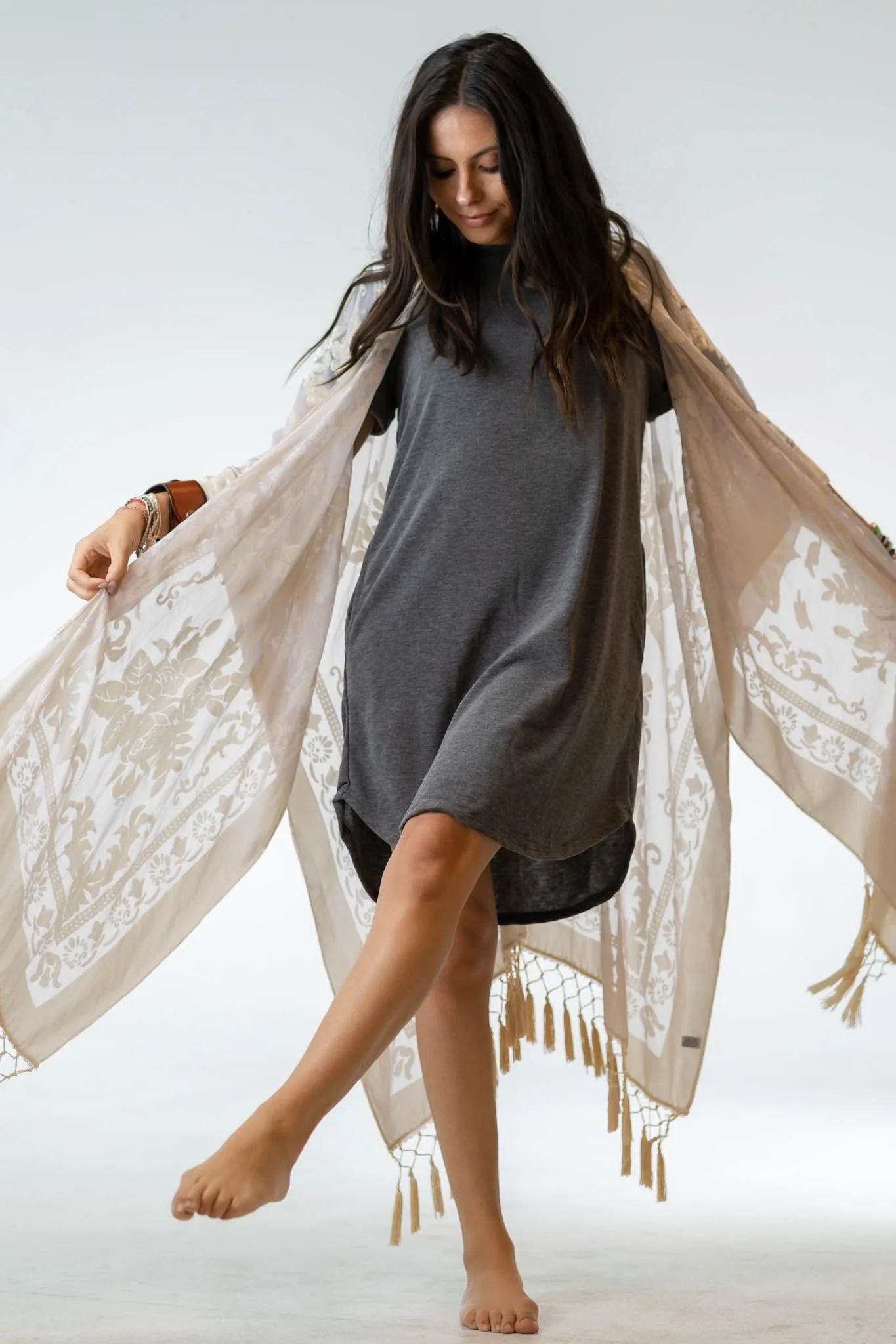 Crushin' On You Velvet Kimono - Nude - Image 7