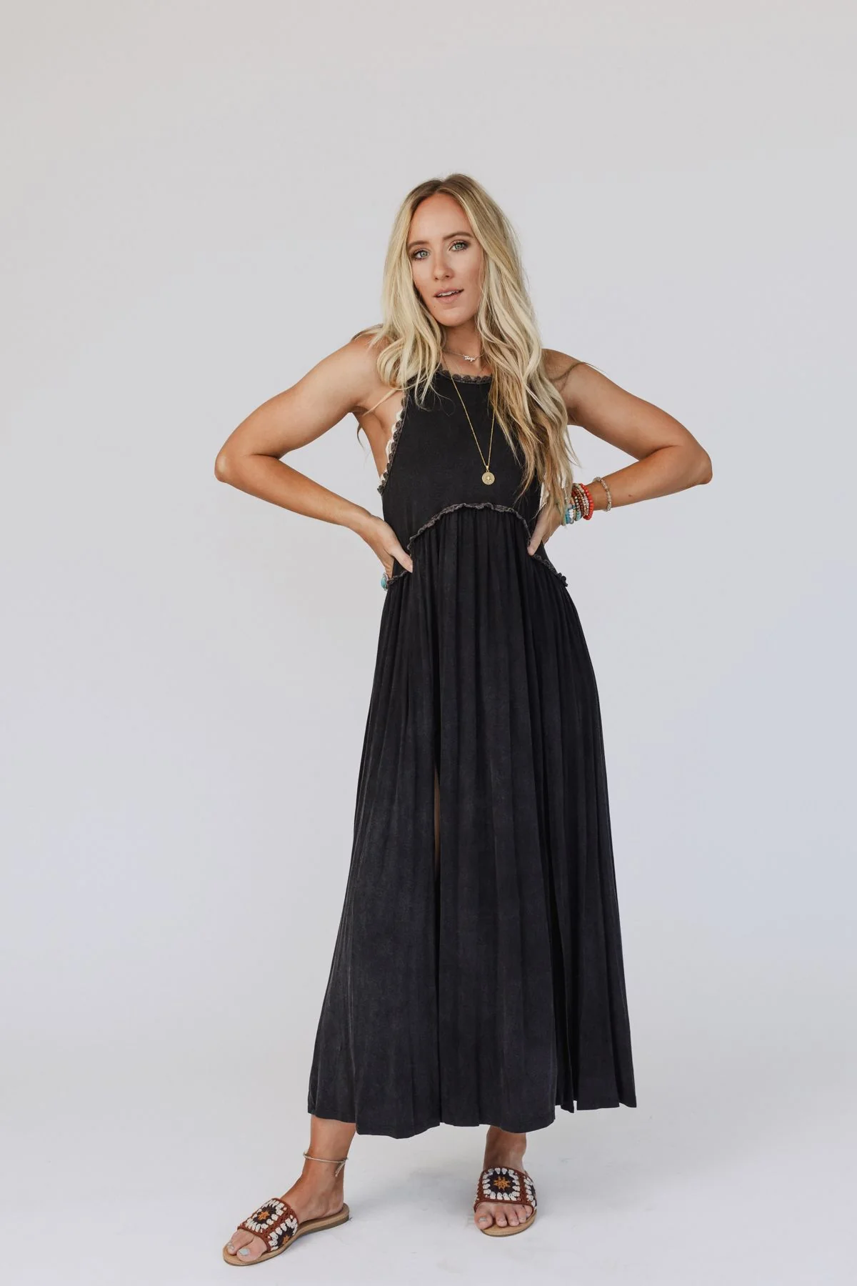 Daisy Chain Maxi Dress - Black - Pre Order