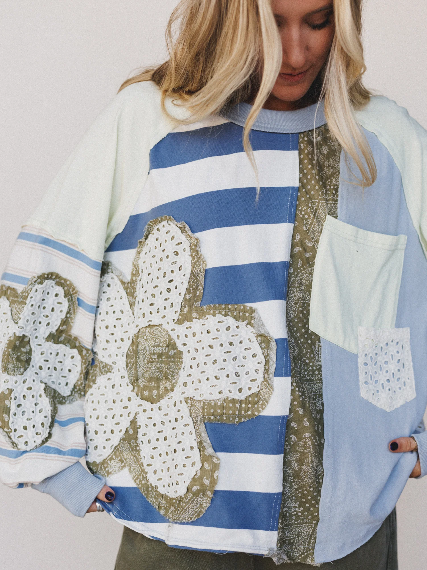Daisy Darling Patchwork Top - Blue - Image 3