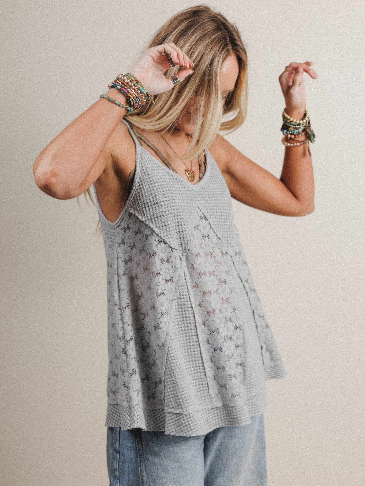 Daisy Lace Tank - Gray - Image 3
