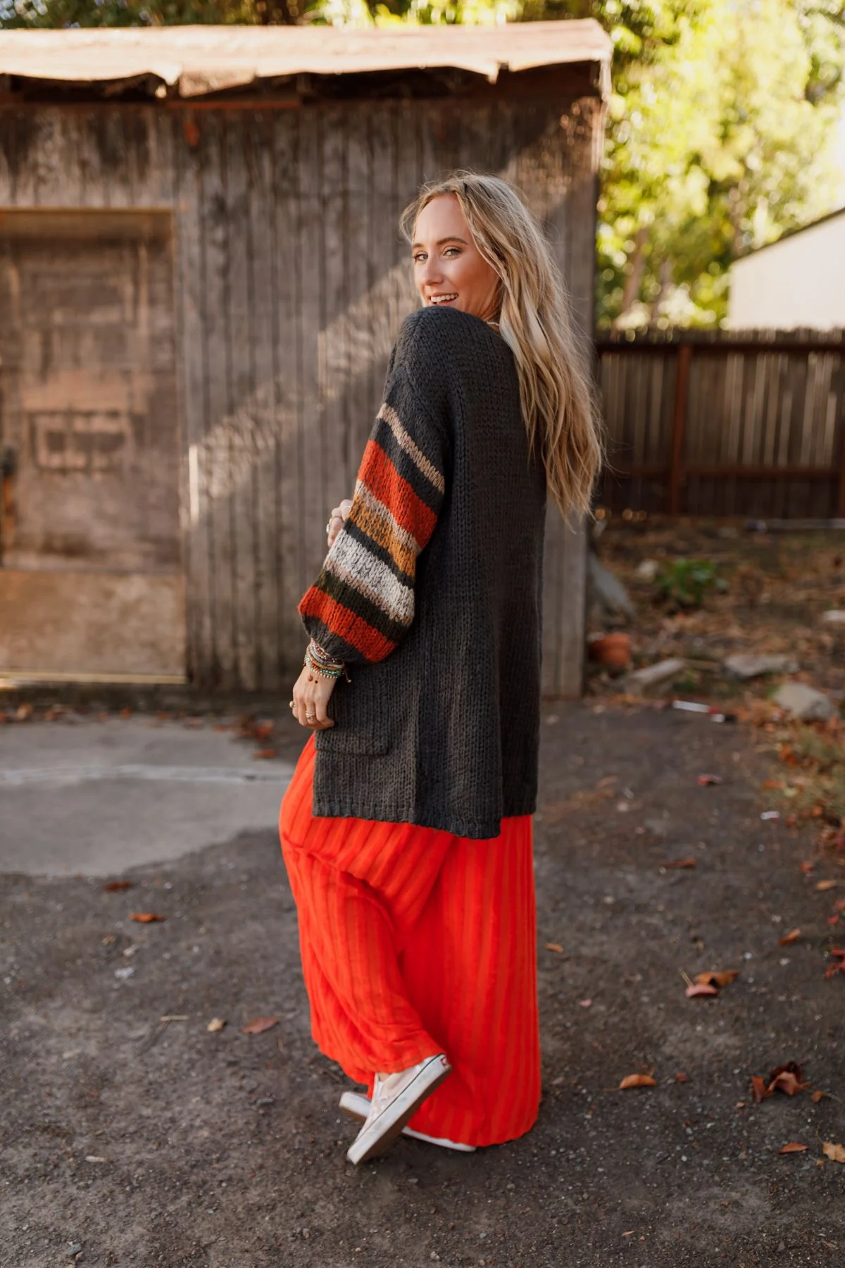 Danny Striped Sleeve Cardigan - Charcoal - Image 6