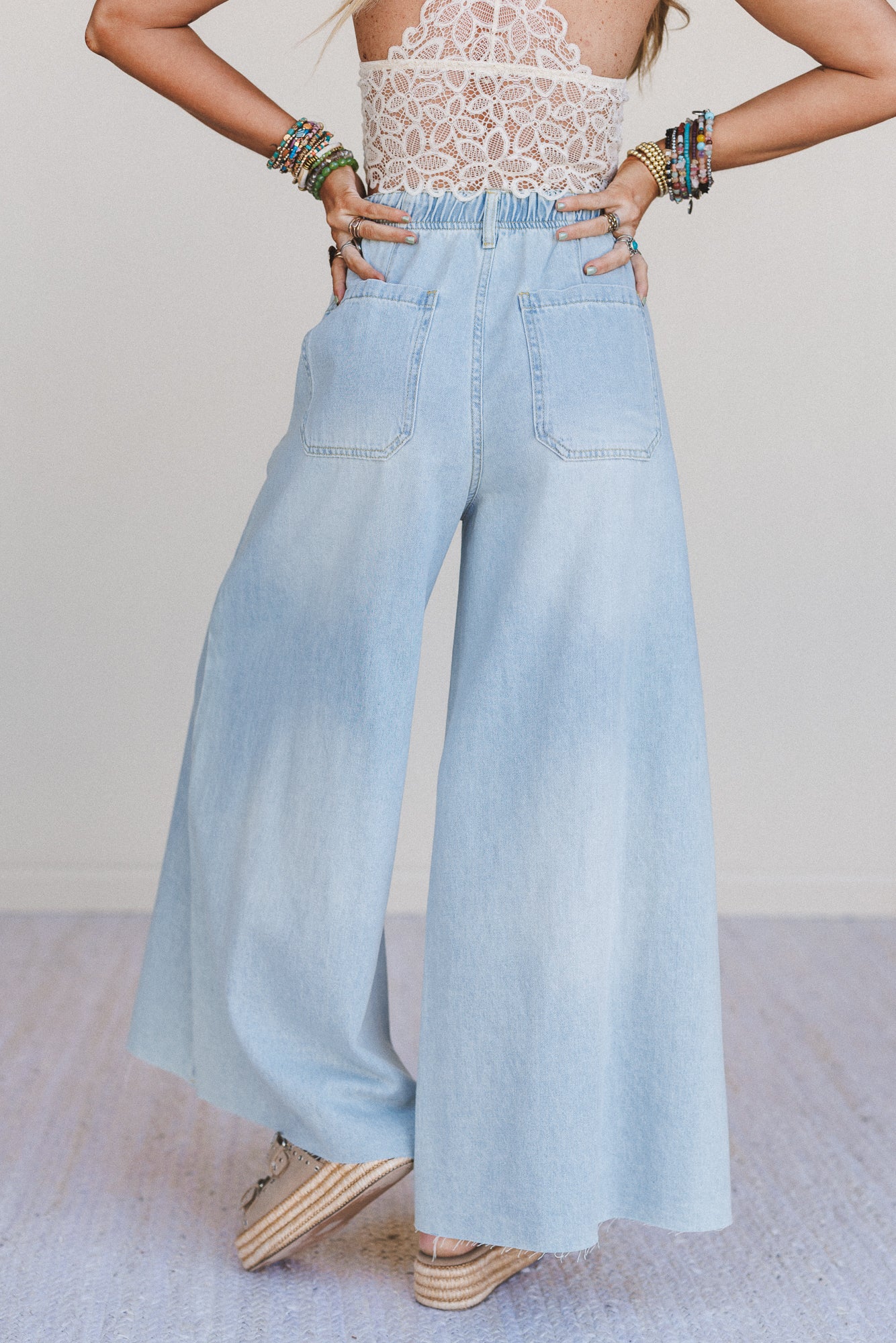 Dare To Drift Wide Leg Pants - Light Denim - Image 5