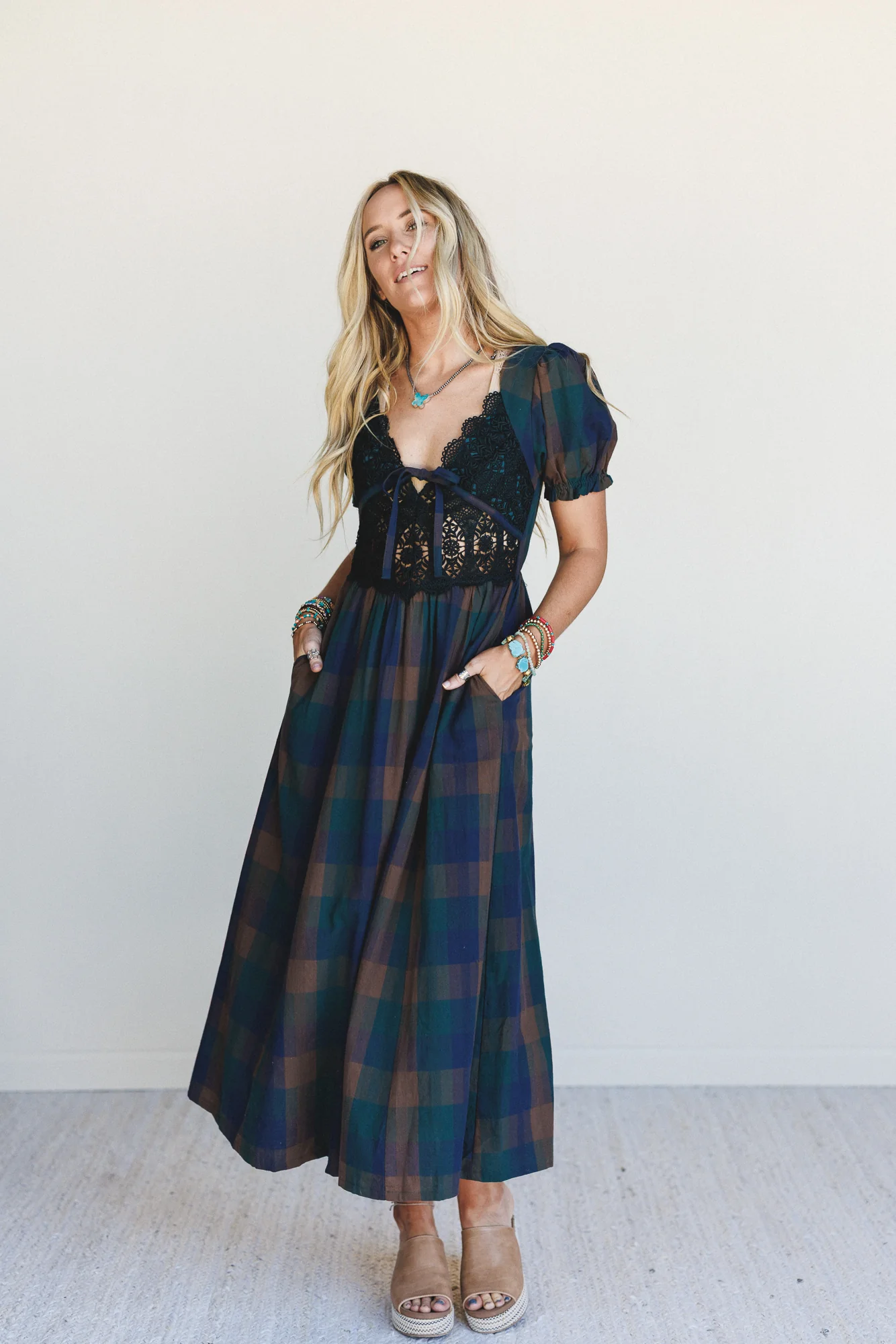 Darling Days Plaid Dress - Green - Image 4