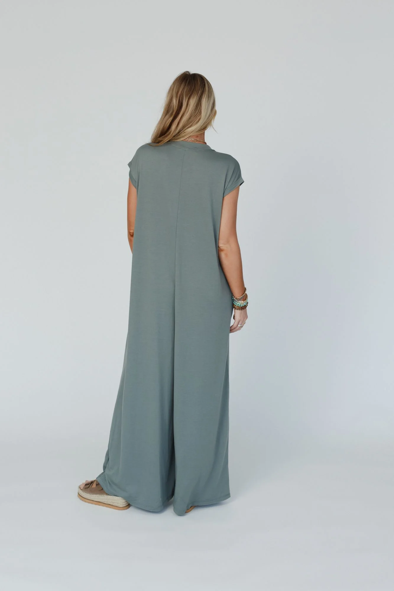 The Nest Davina Wide Leg Jumpsuit - Light Olive - Image 4
