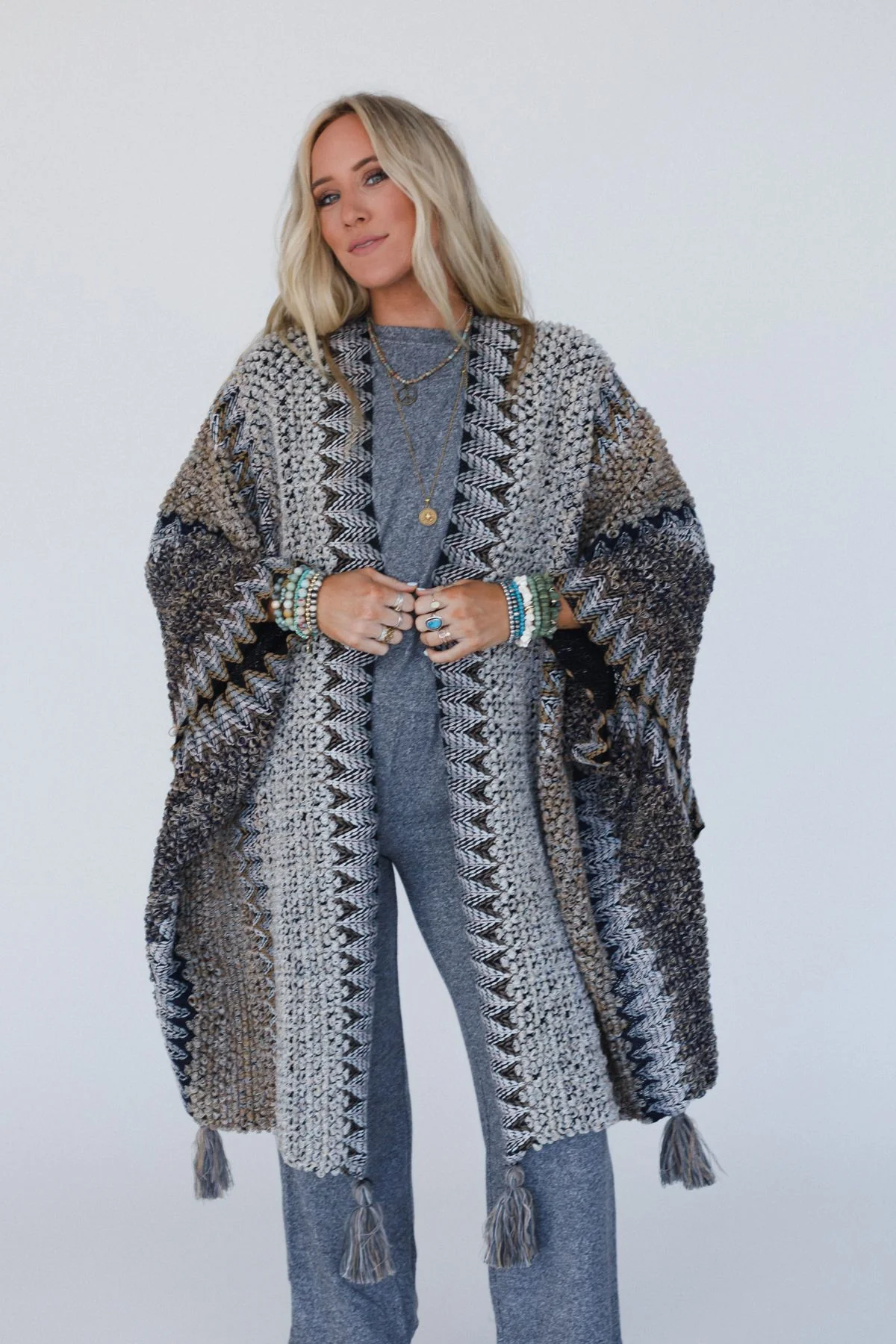 Desert Dreams Crochet Ruana - Khaki - Image 11