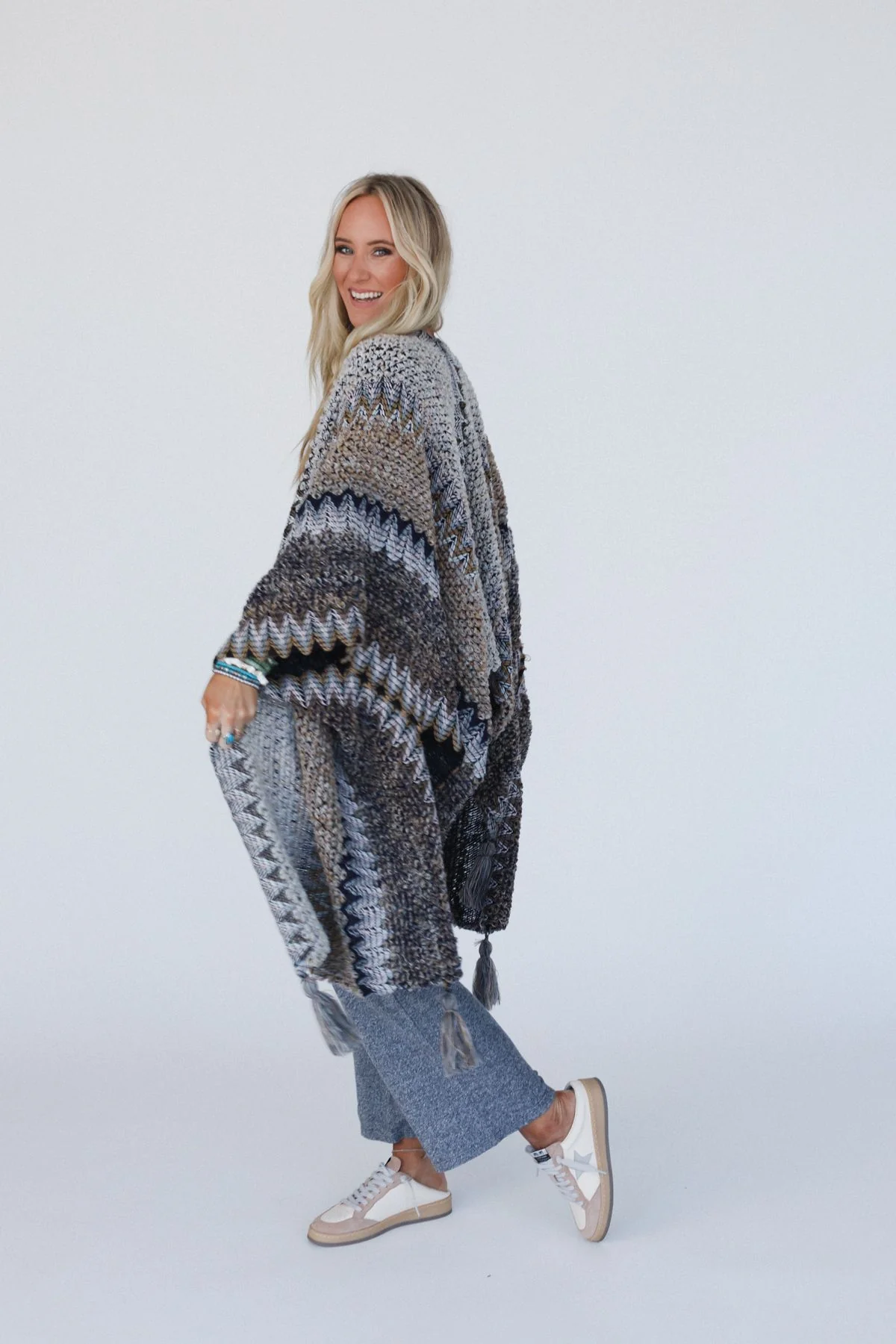 Desert Dreams Crochet Ruana - Khaki - Image 8