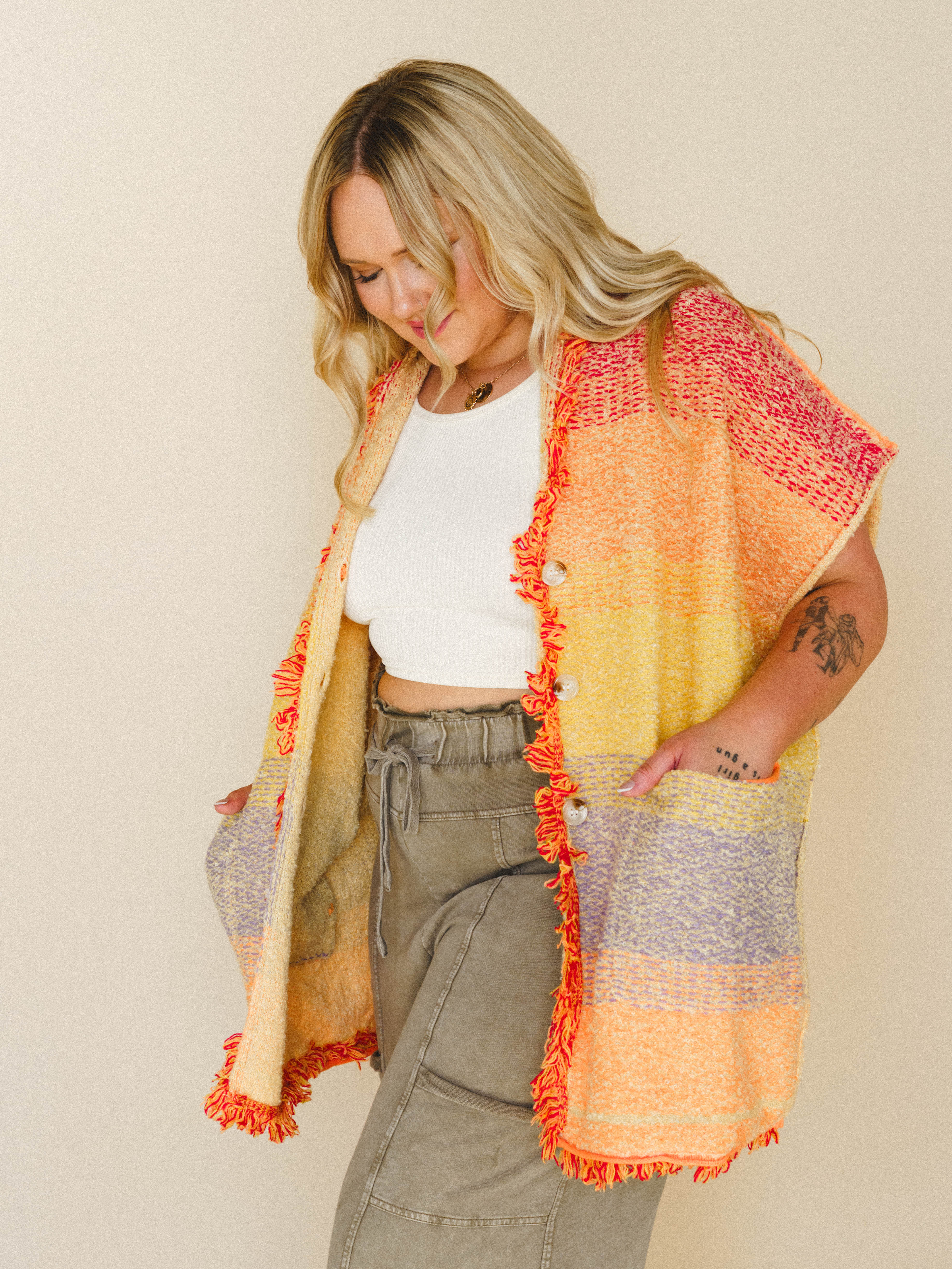 Desert Dune Sweater Duster - Orange Multi - Image 3