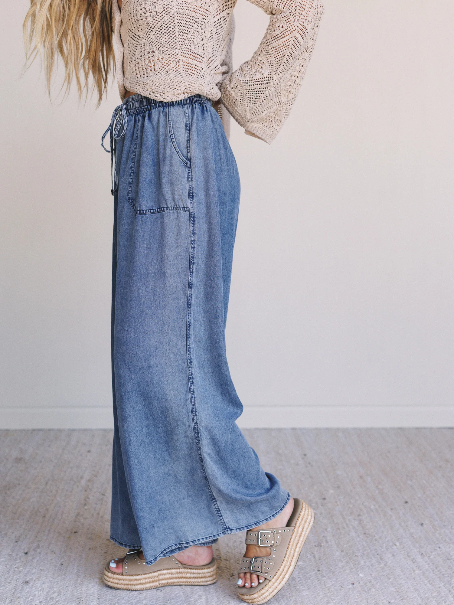Desert Willow Wide Leg Pants - Denim - Image 2