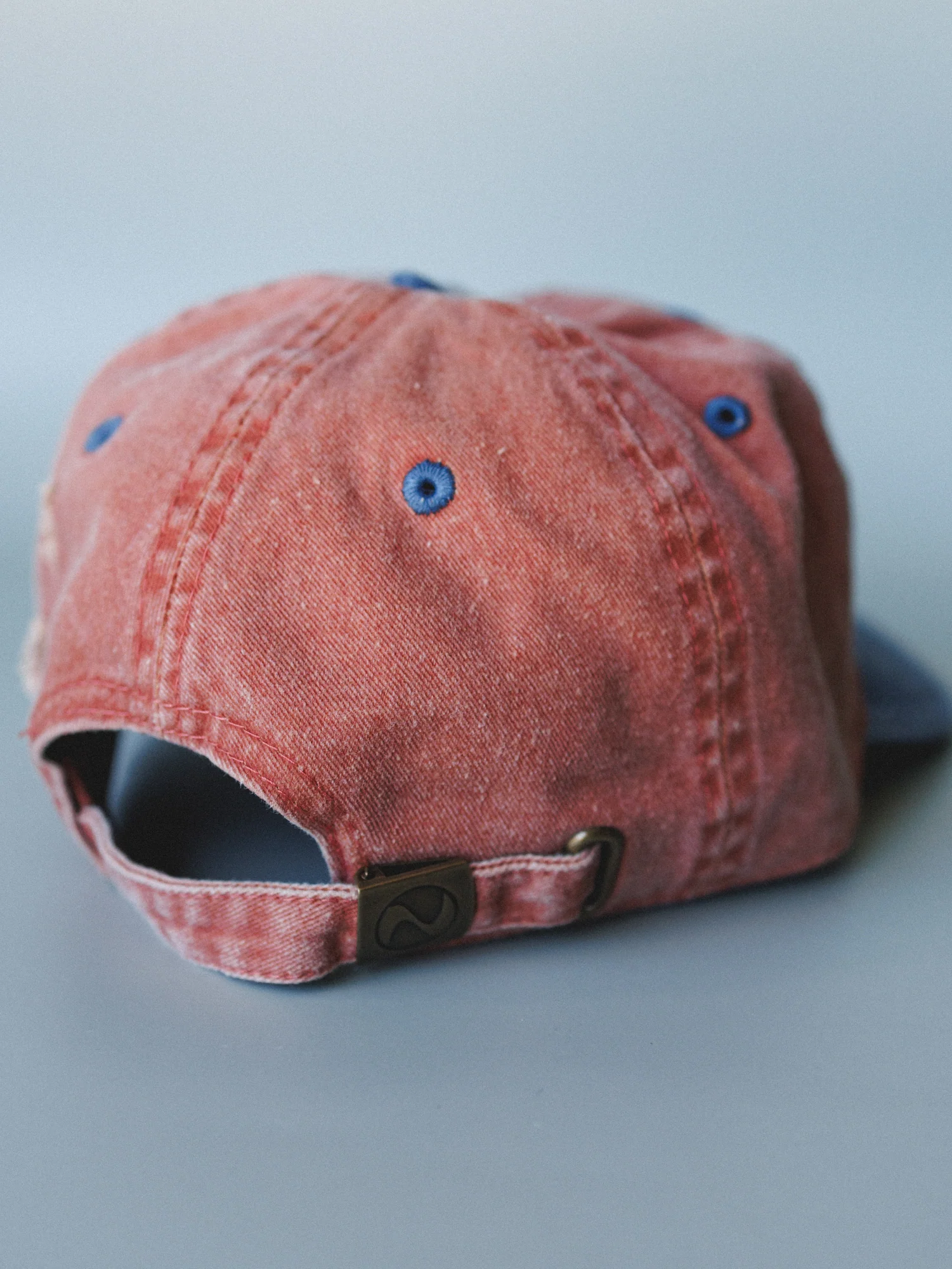 Distressed Baseball Cap Dad Hat
 - Two Tone Orange Blue - Image 8