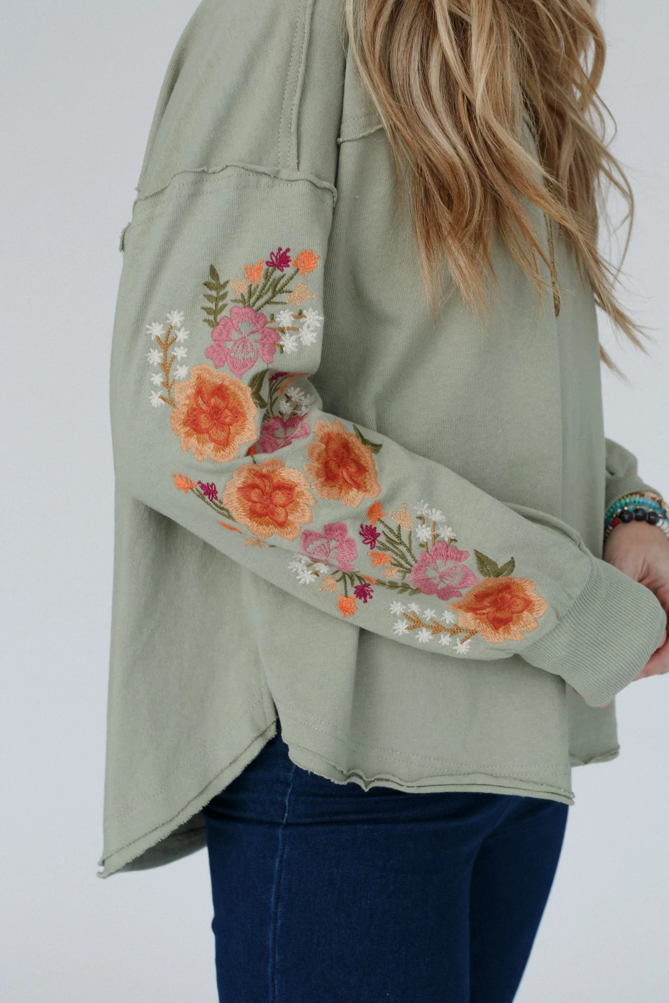 Doriane Embroidered Top - Sage - Image 7