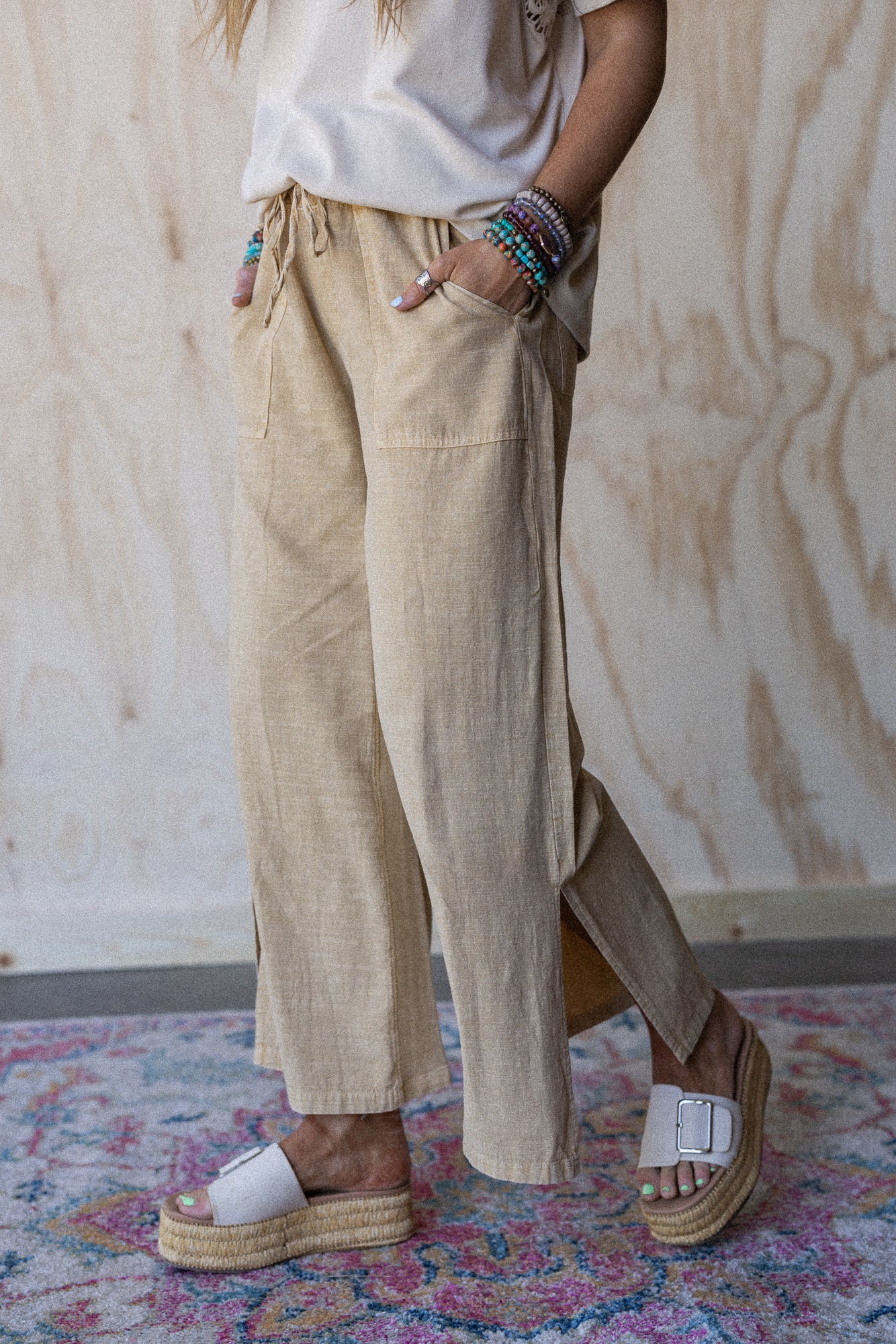 Dream Awake Wide Leg Pants - Yellow - Image 2