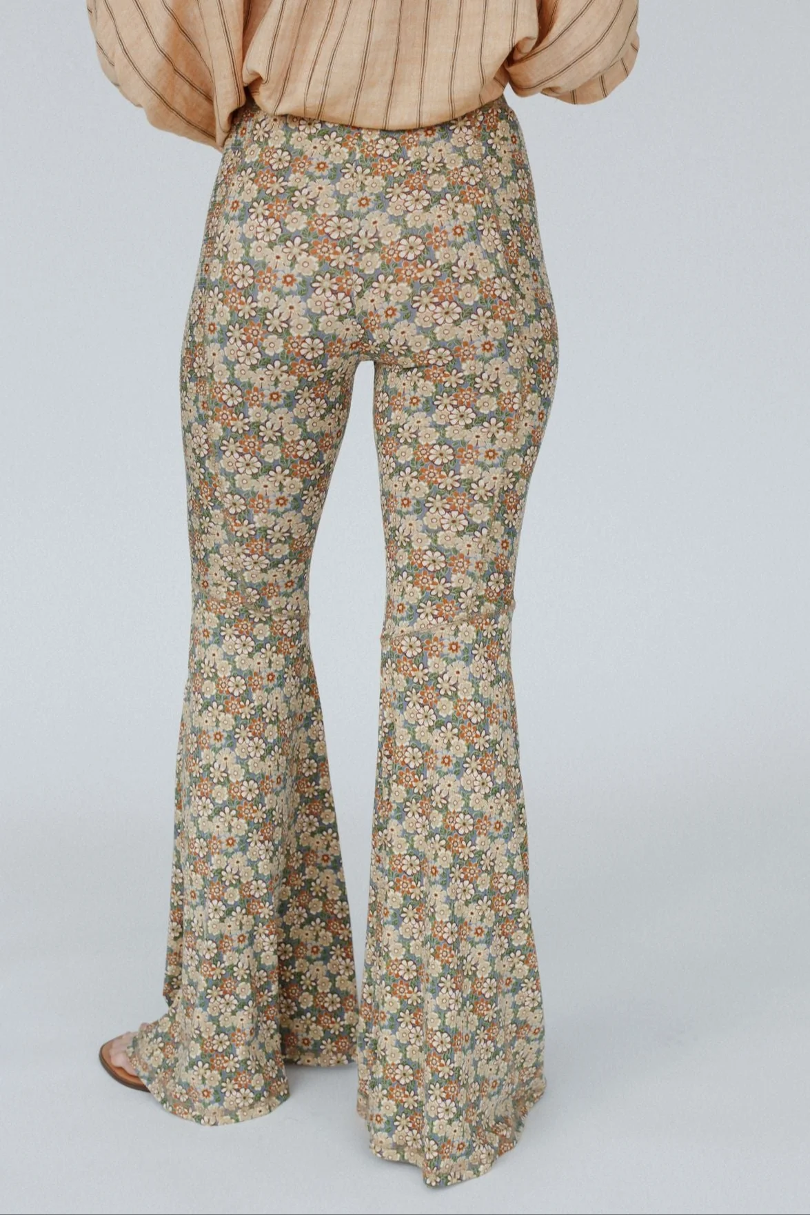 The Nest Dream in Flowers Flare Pants - Denim Khaki - Image 6
