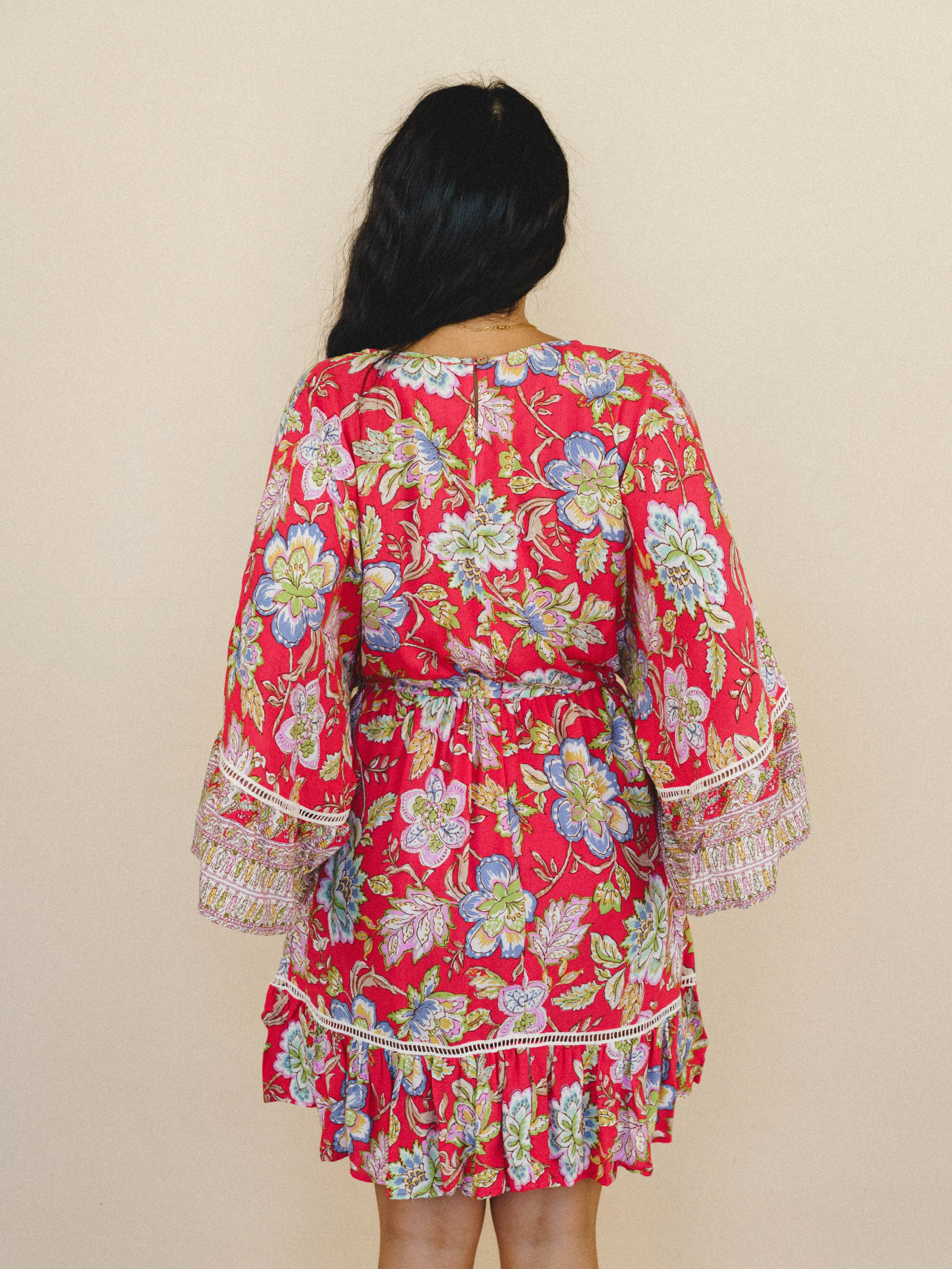 Dreamy Doll Printed Dress - Coral - Image 4