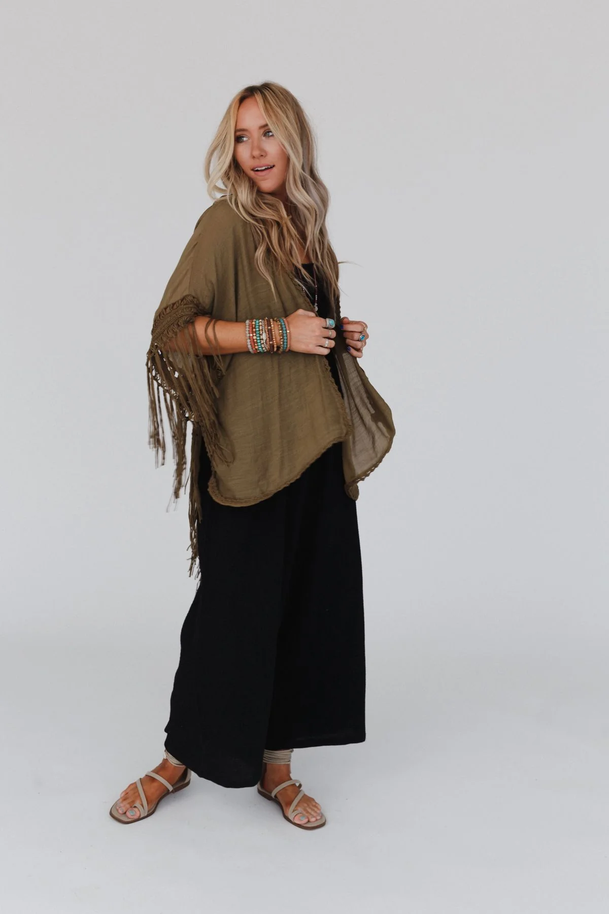 Dreamy Macramé Kimono - Olive - Image 3