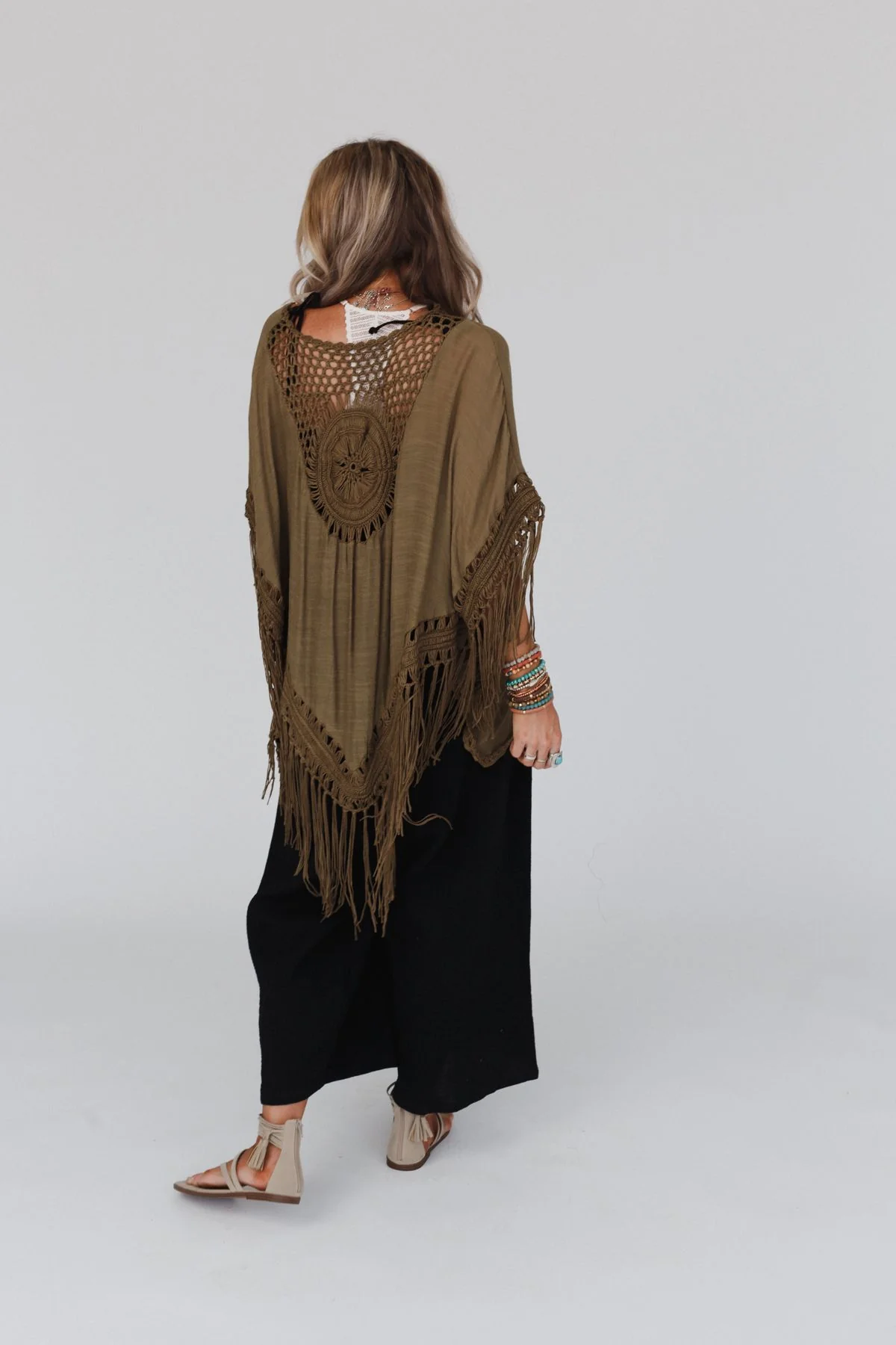 Dreamy Macramé Kimono - Olive - Image 5