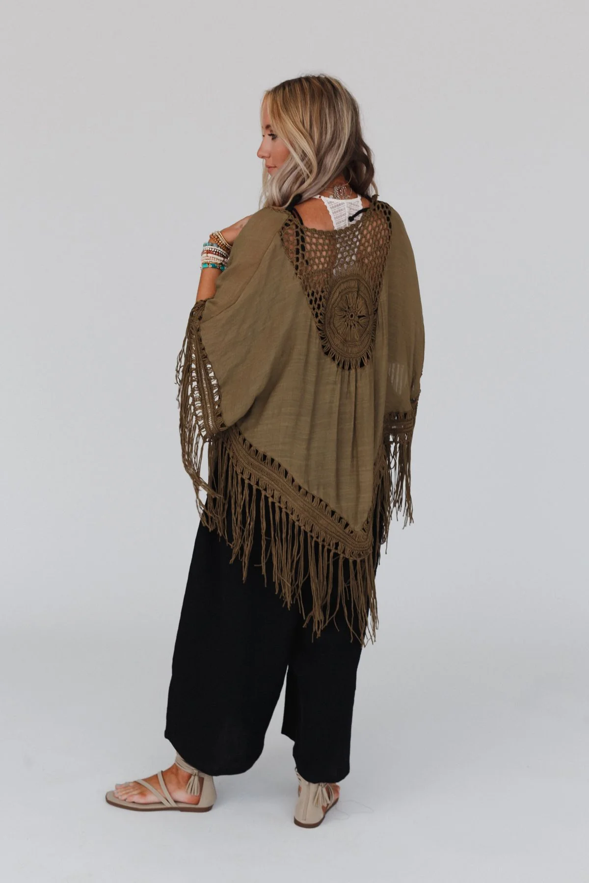 Dreamy Macramé Kimono - Olive - Image 6