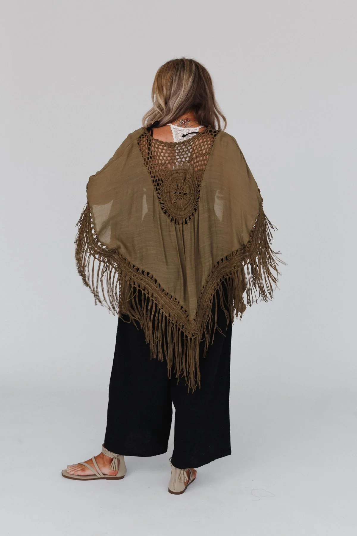 Dreamy Macramé Kimono - Olive - Image 7