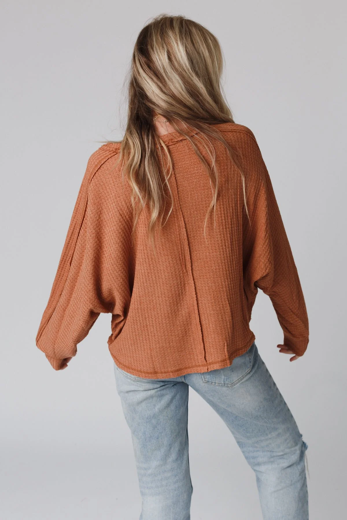 Drifter Waffle Knit Top - Ginger - Image 2