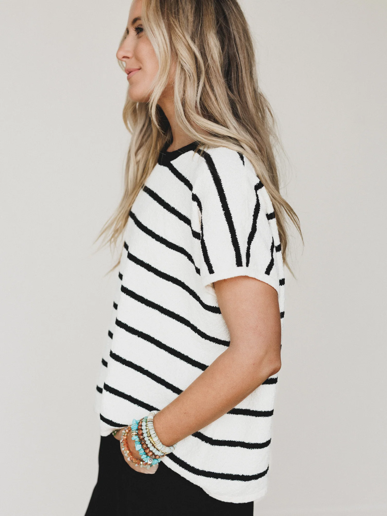 Driftwood Stripe Sweater Top - Black - Image 4