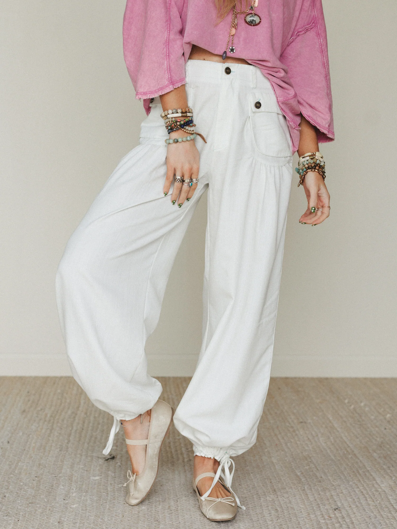 East Bay Loose Fit Cargo Jeans - White - Image 2