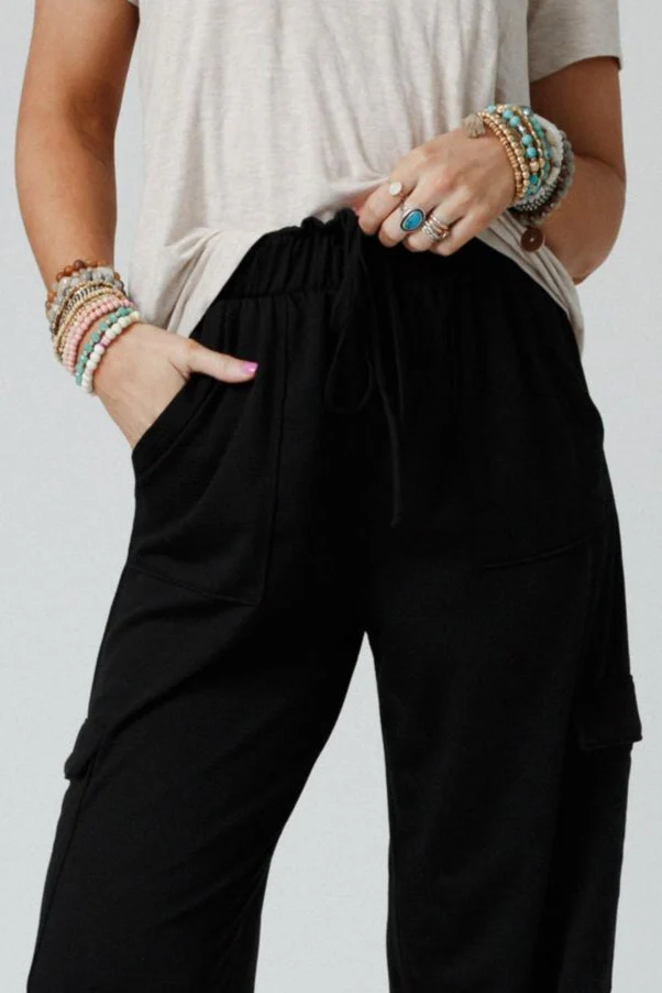 The Nest Easy Mornings Cinched Pants - Black - Image 3
