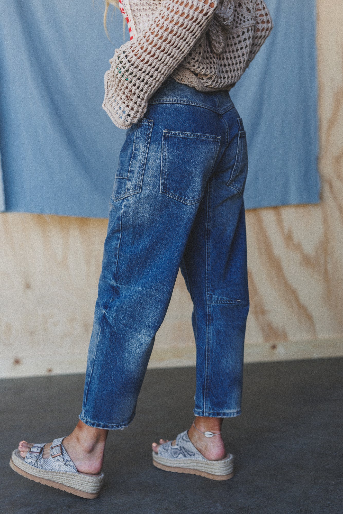 Elevated Eyelet Barrel Jeans - Medium Wash - Image 5