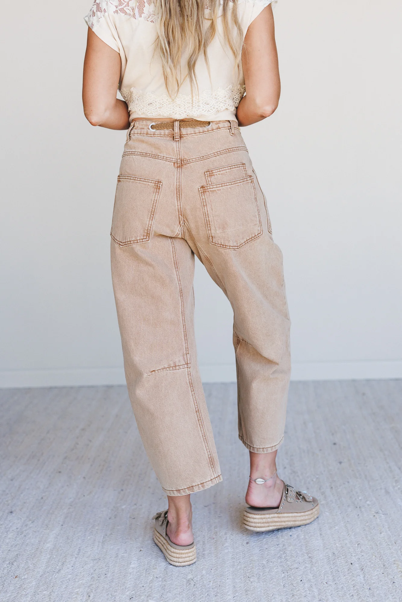 Elevated Eyelet Barrel Jeans - Rust - Image 5