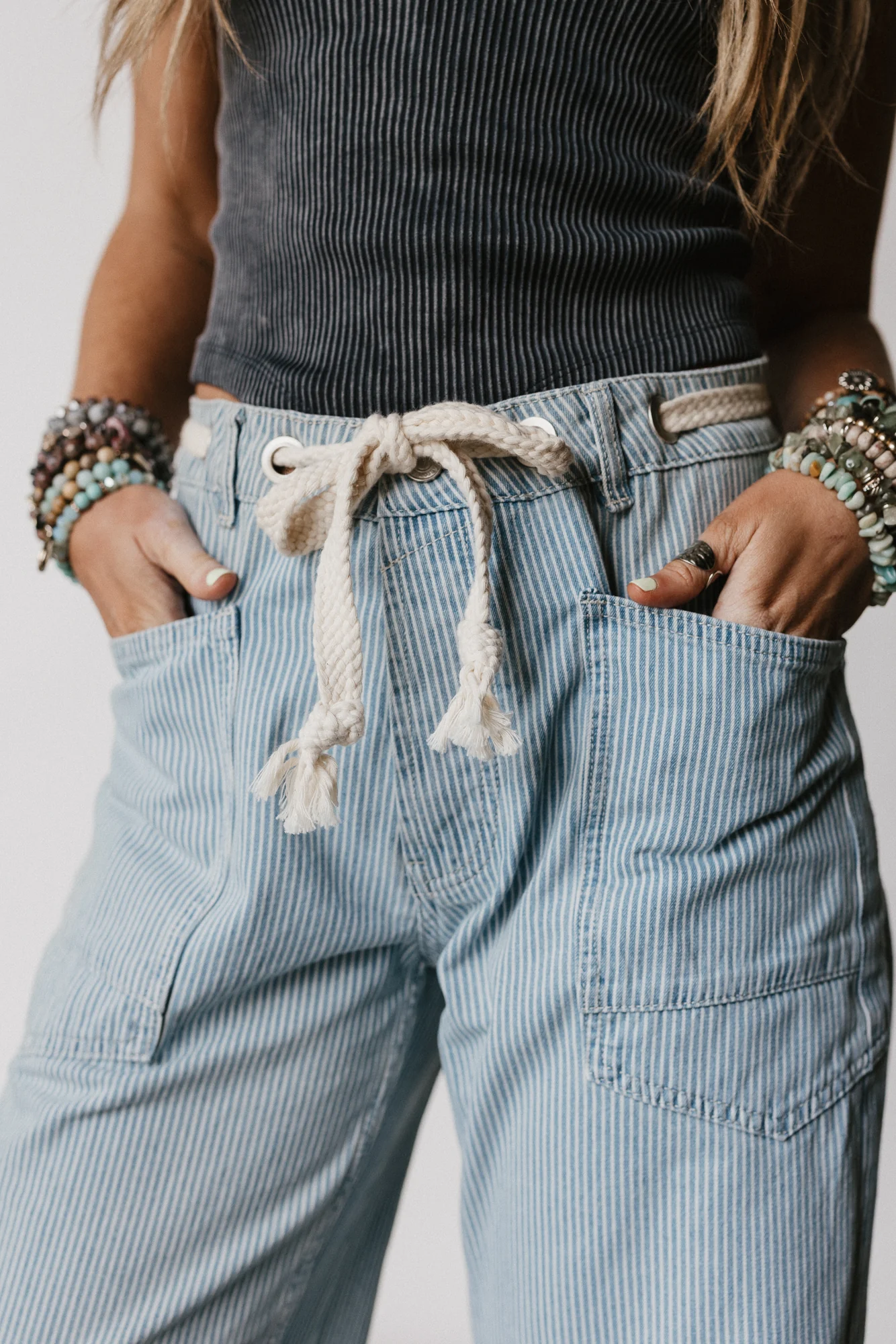 Elevated Eyelet Barrel Jeans - Multi Stripe - Image 3