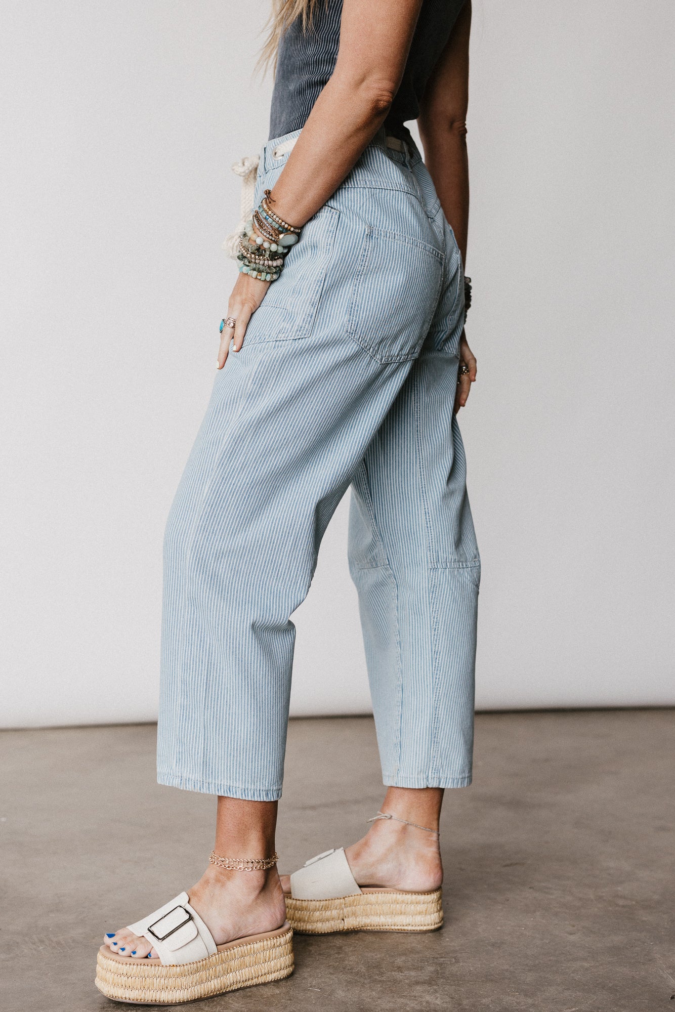 Elevated Eyelet Barrel Jeans - Multi Stripe - Image 2