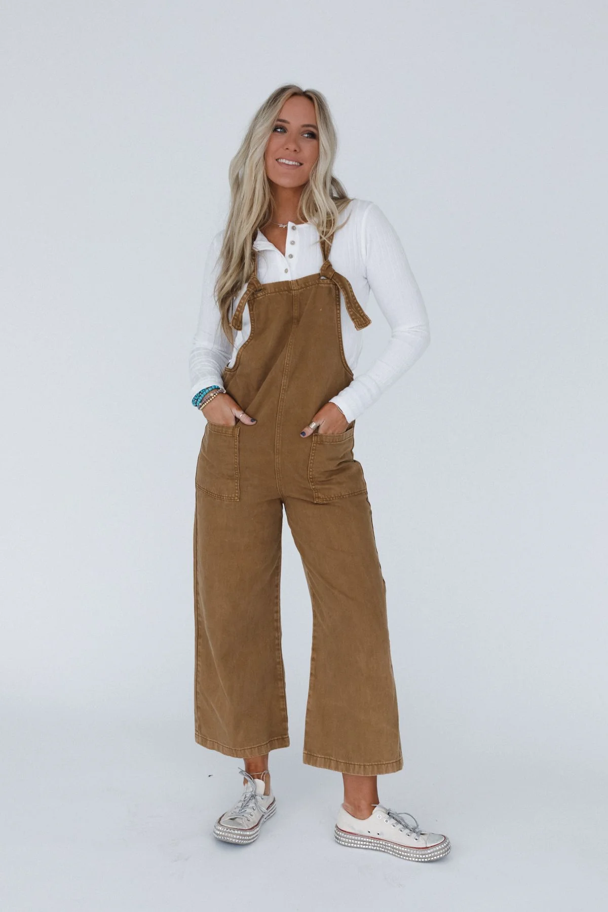 Elliot Knotted Overalls - Camel - Image 2