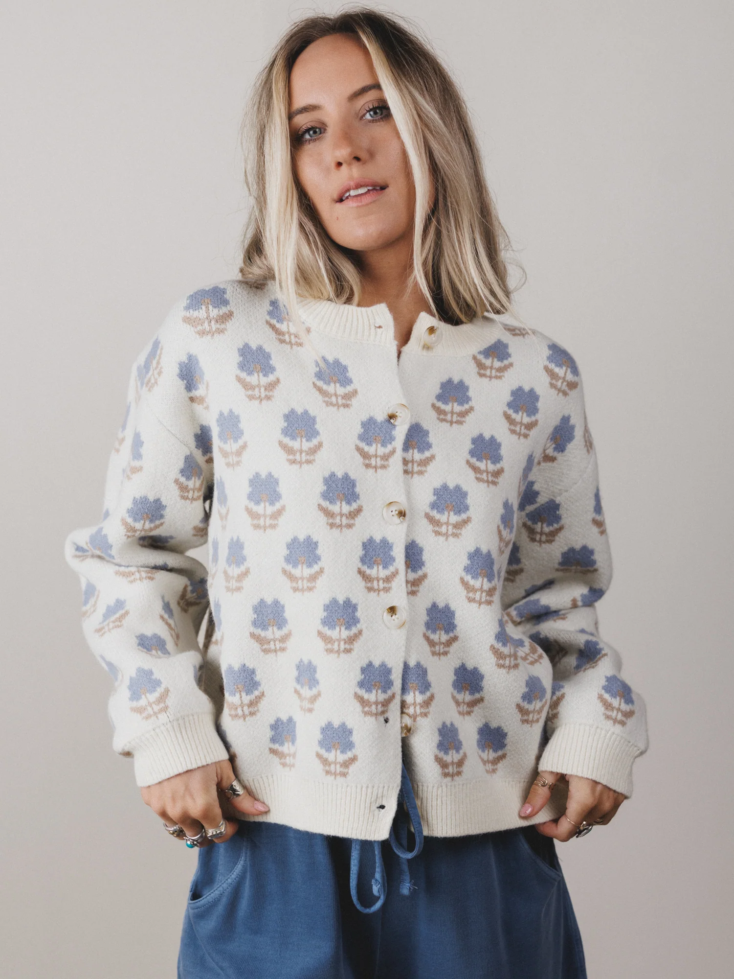 Elodie Floral Cardigan - Cream