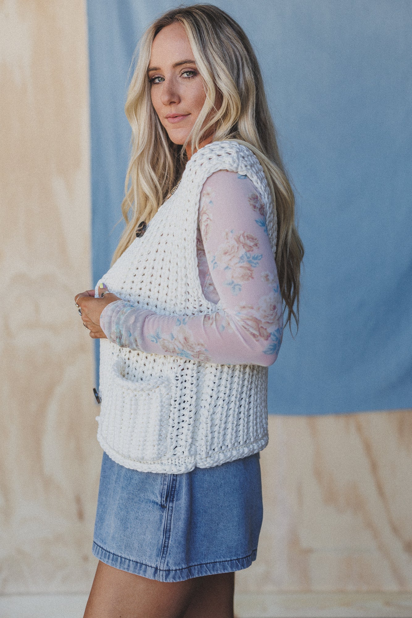 Eloria Knit Sweater Vest - Cream - Image 3