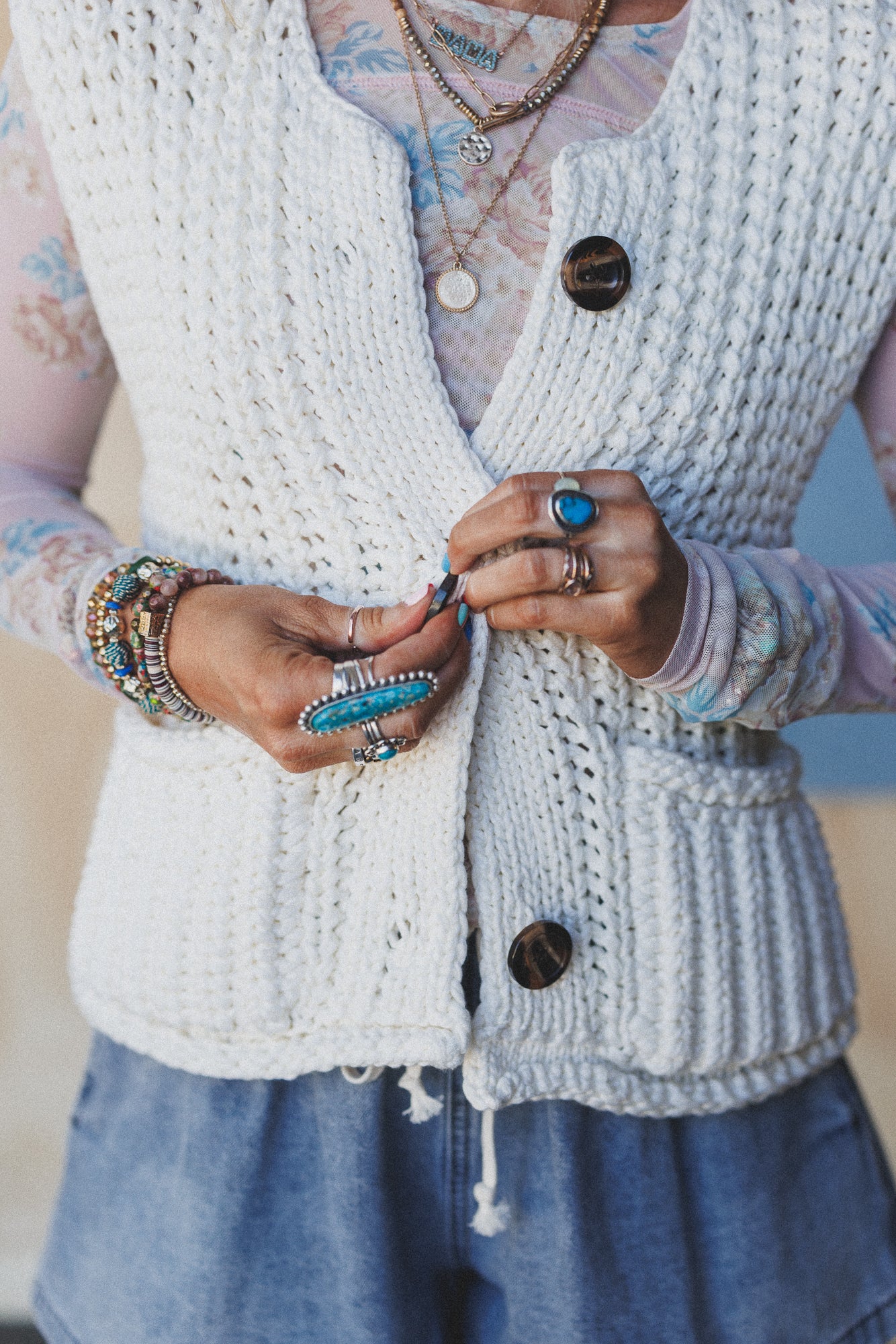Eloria Knit Sweater Vest - Cream - Image 4