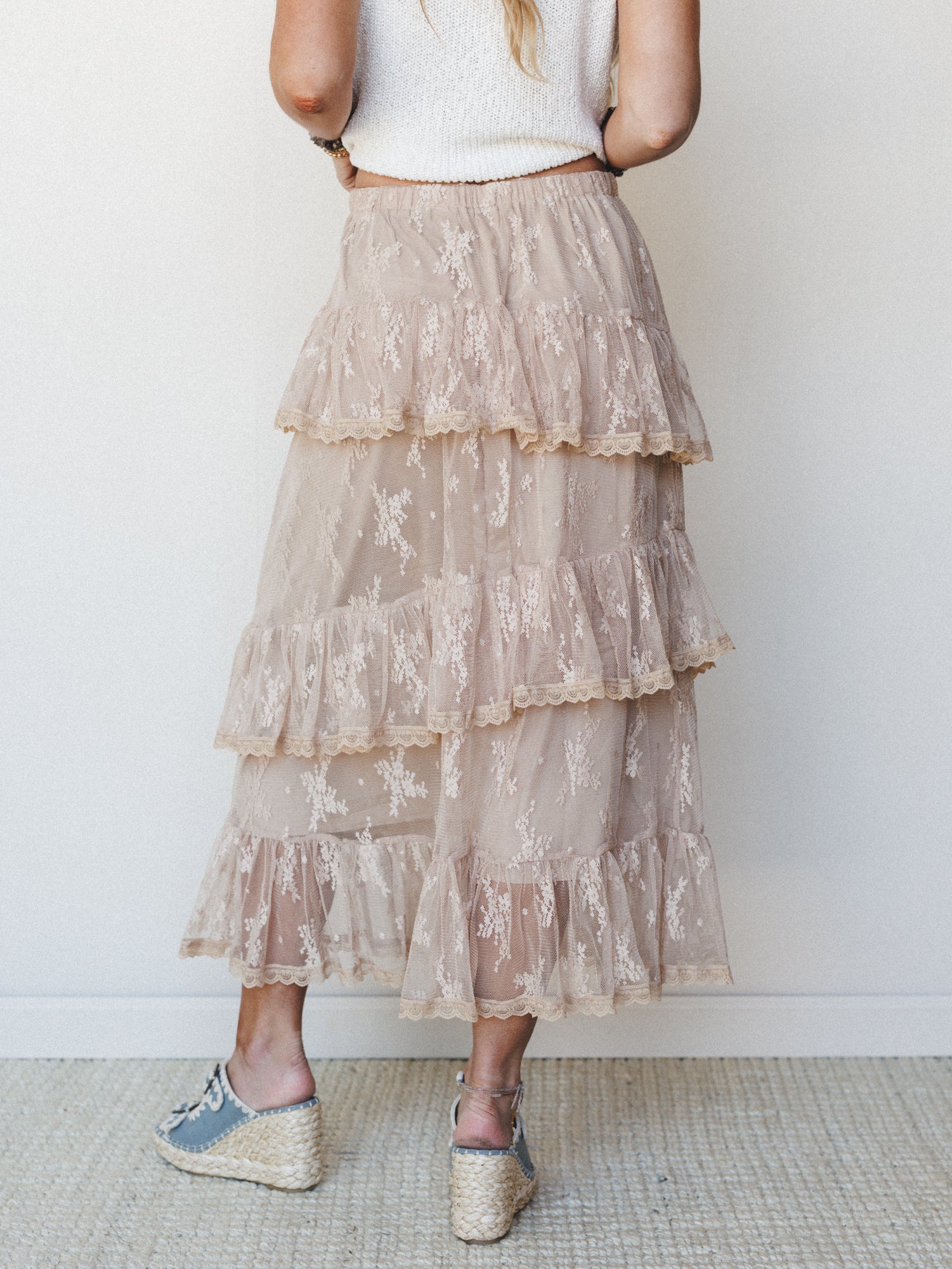Elowen Ruffle Maxi Skirt - Latte - Image 7