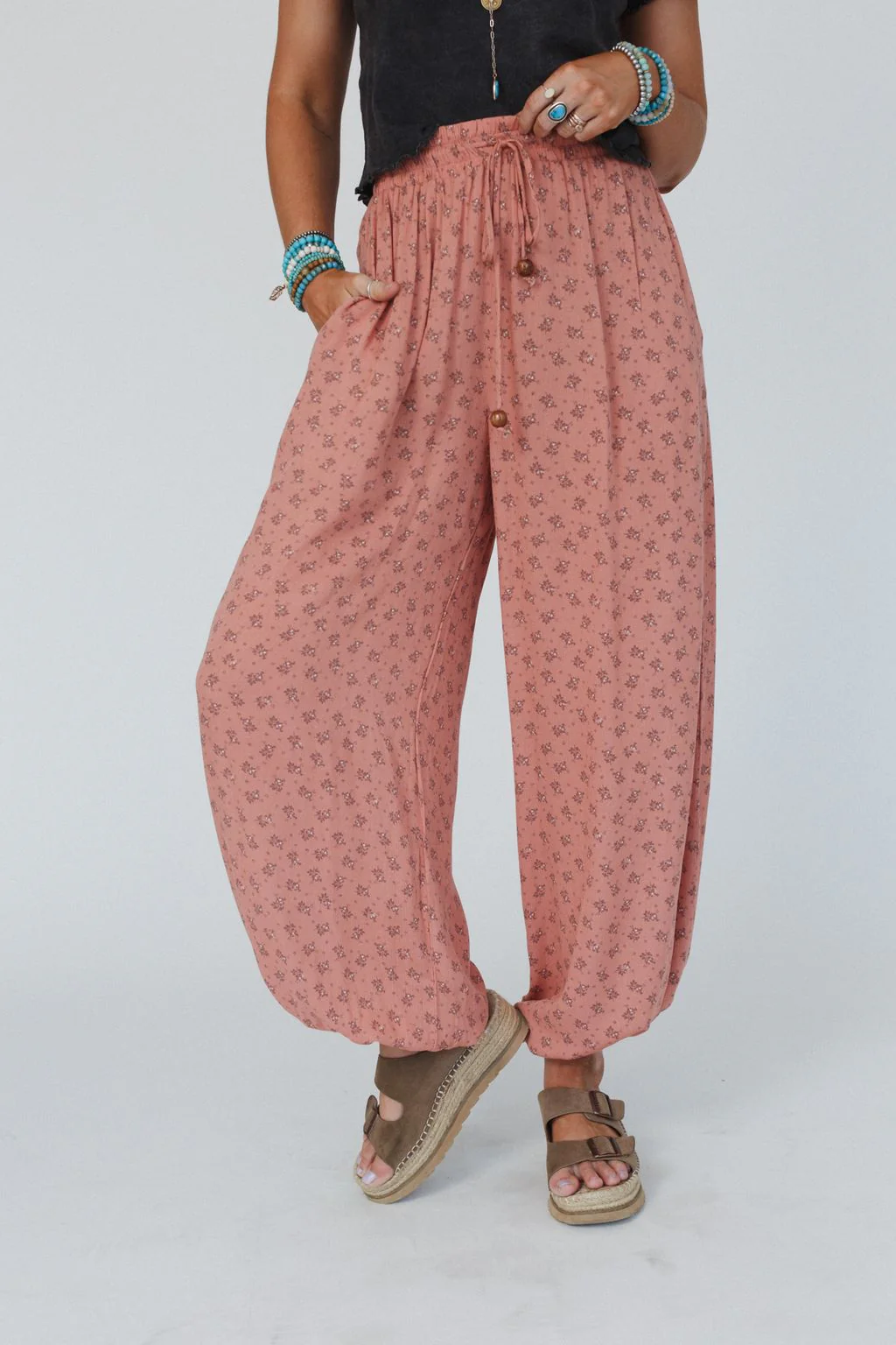 The Nest Emberlyn Wide Leg Cinched Pants - Clay - Image 2
