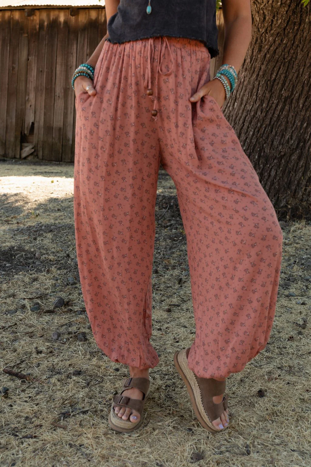 The Nest Emberlyn Wide Leg Cinched Pants - Clay - Pre Order