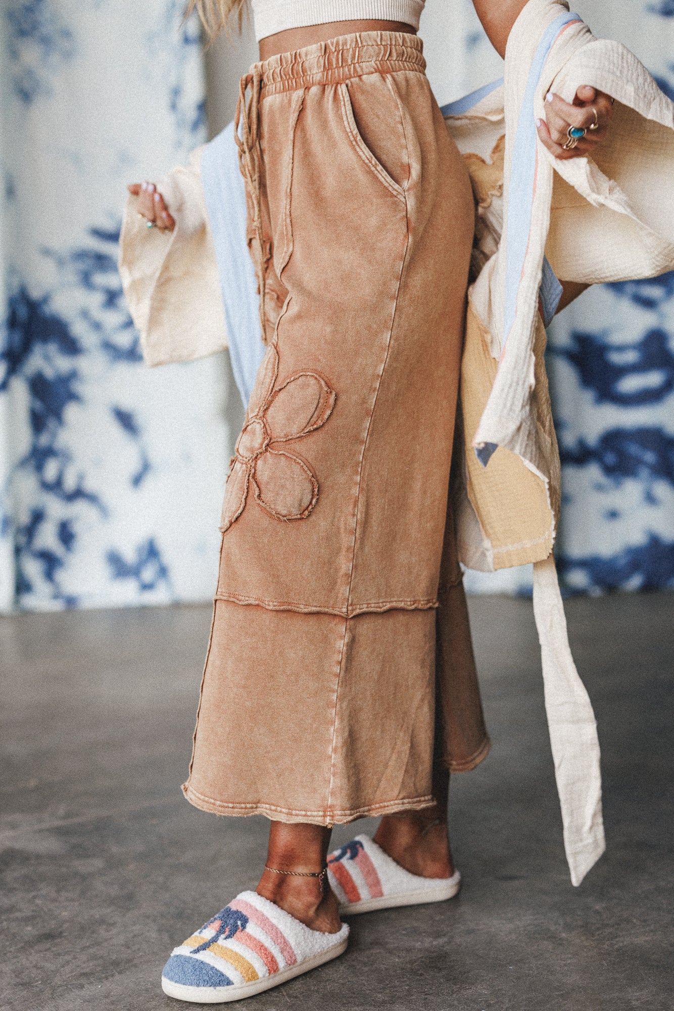 Ethereal Blooms Wide Leg Pants - Almond - Image 2