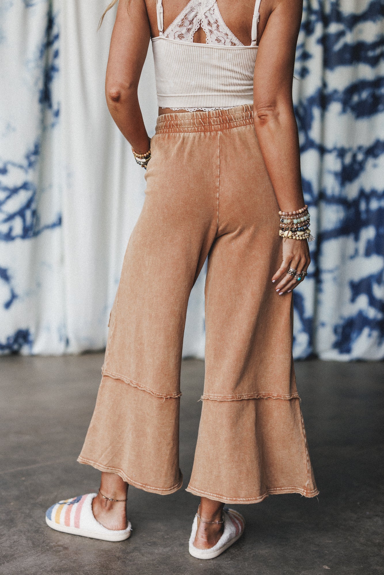Ethereal Blooms Wide Leg Pants - Almond - Image 5