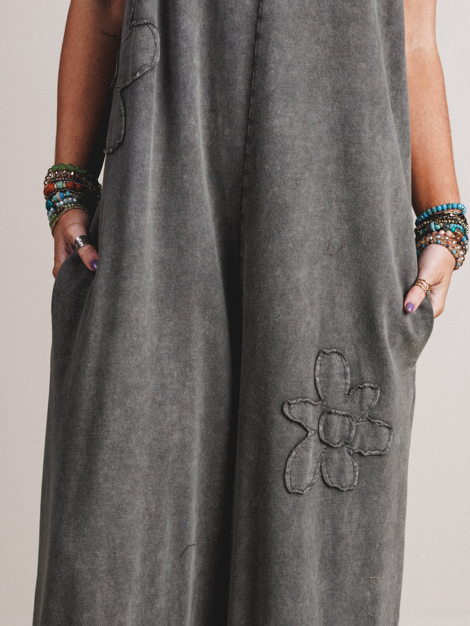Everyday Magic Flower Patch Jumpsuit - Ash - Image 6