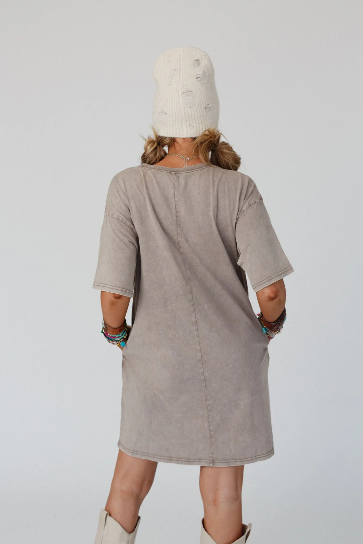 Fall Blossoms Tee Dress - Mocha - Image 6