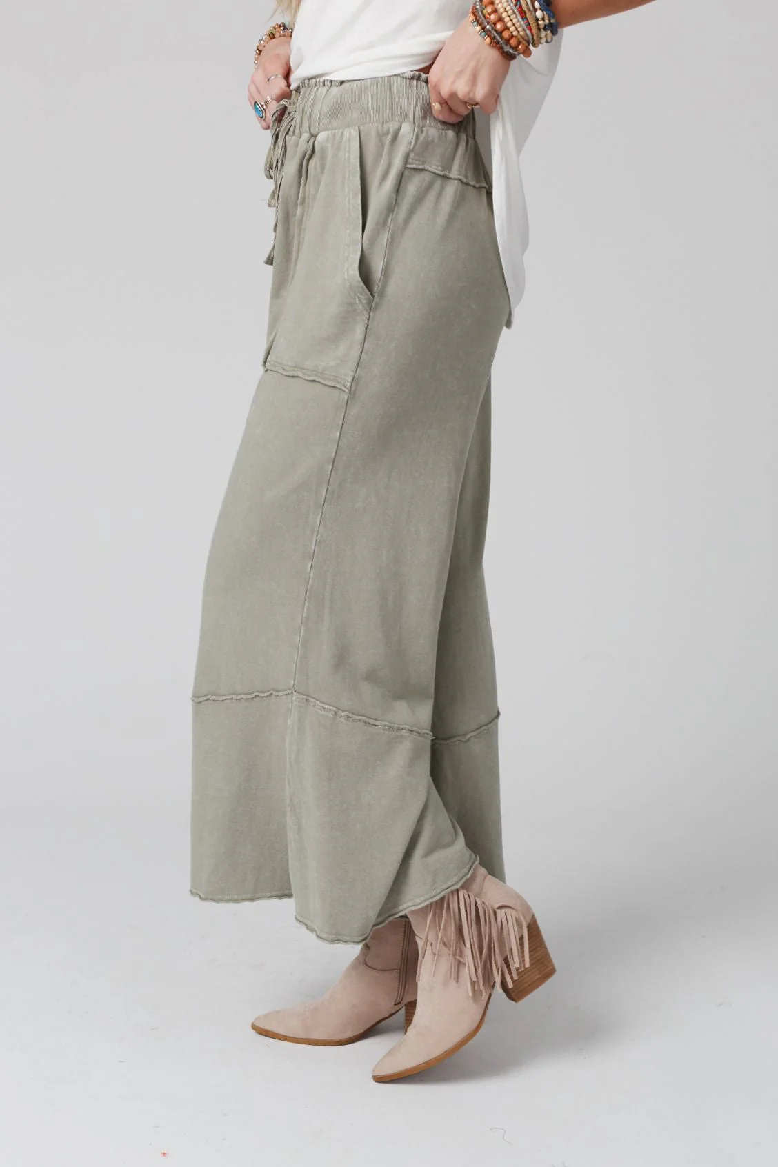 Feeling Good Wide Leg Pant - Faded Sage - Image 4