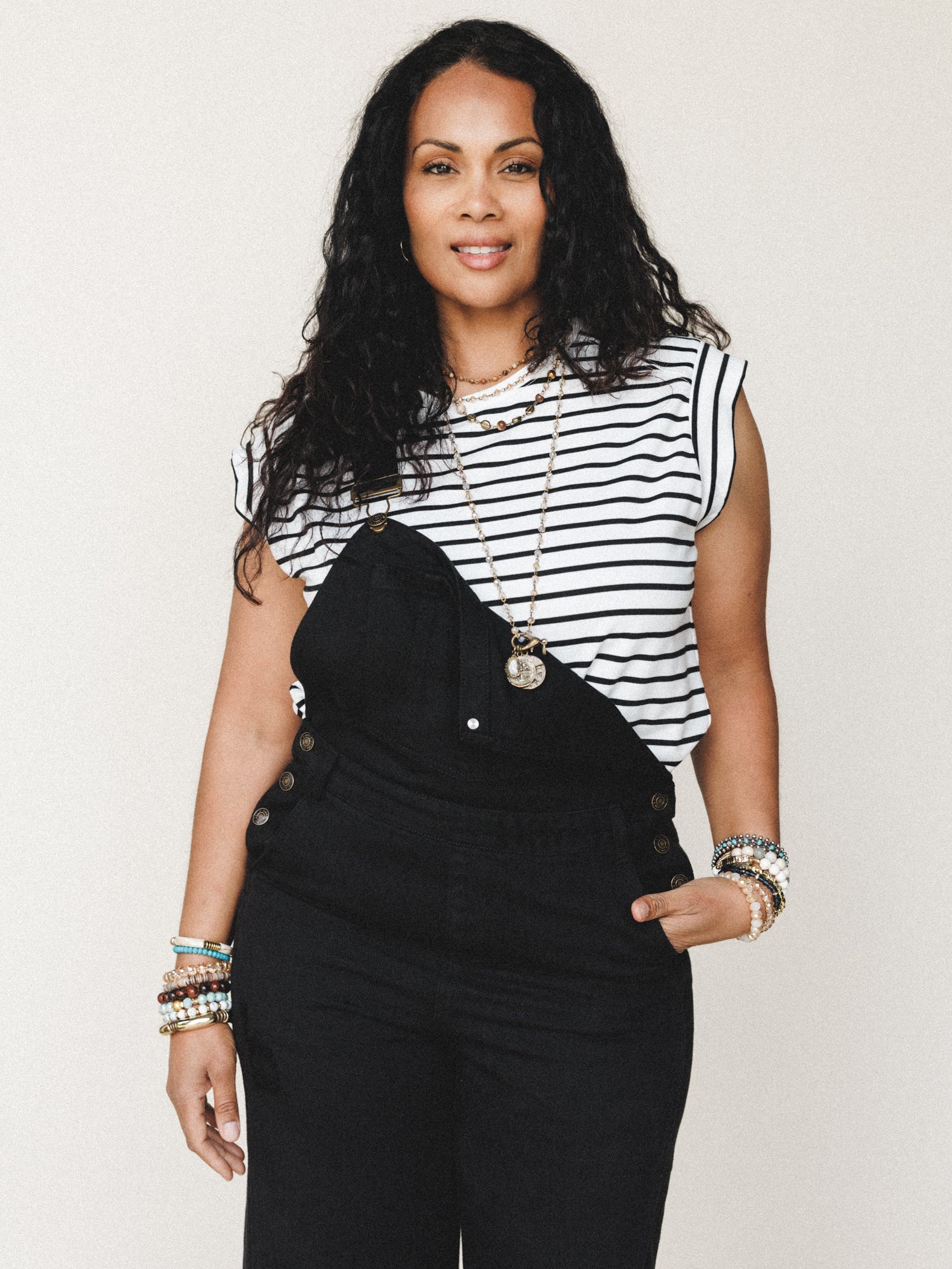 Fine Line Crew Neck Top - Ivory - Image 7