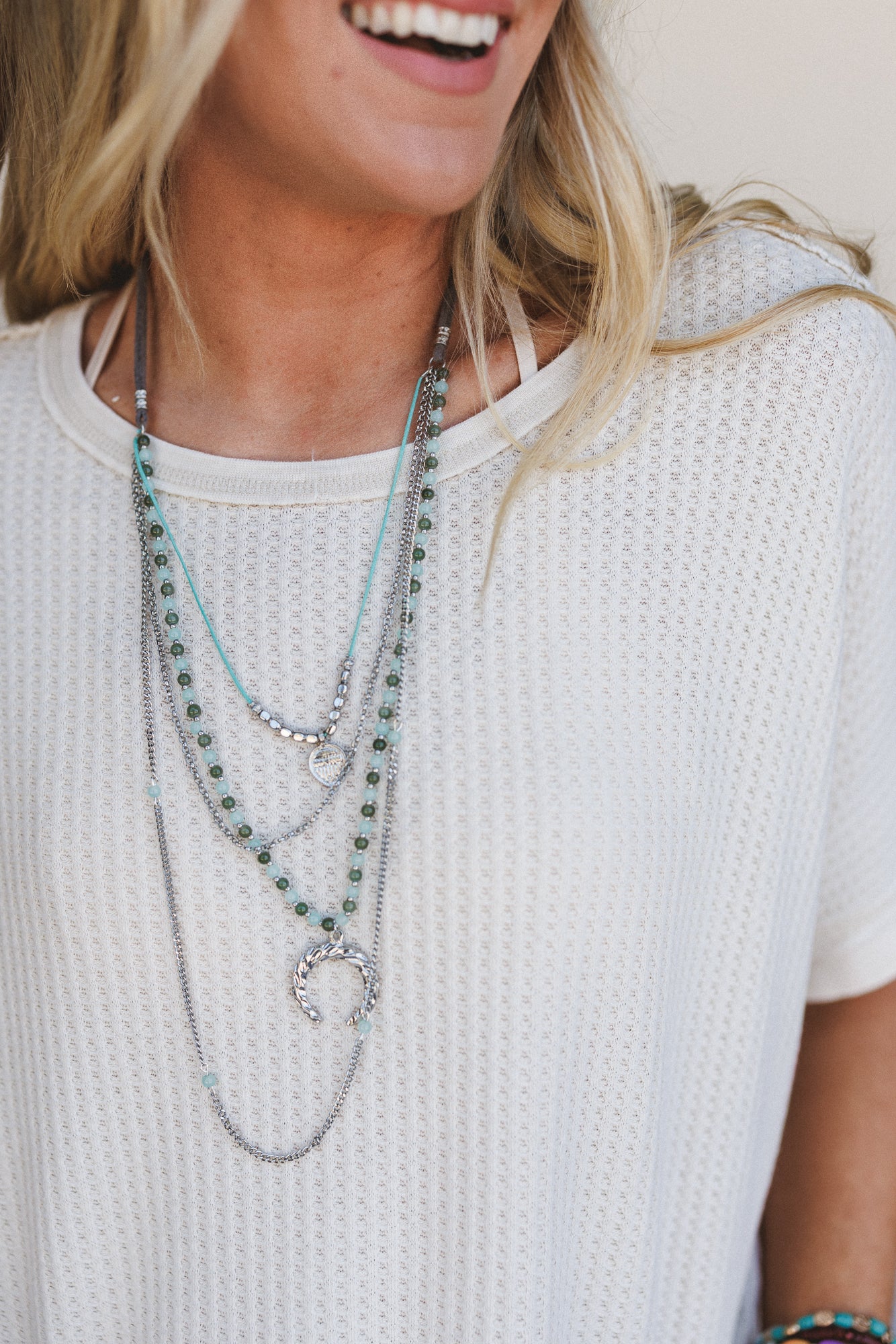 Firelight Layered Necklace - Blue - Image 2