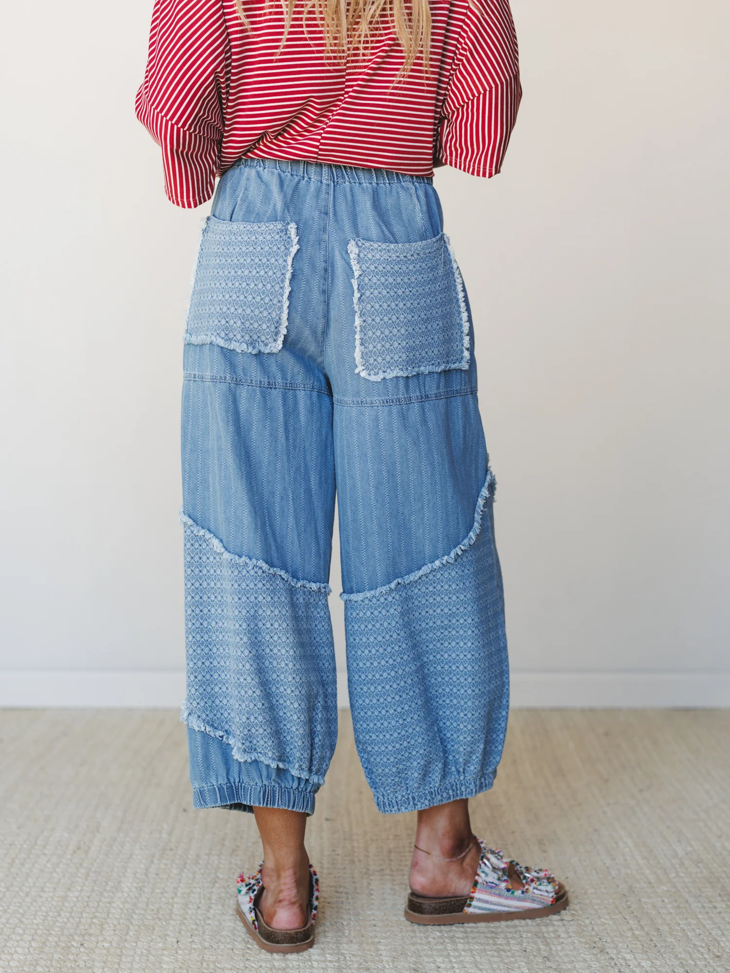 Floral and Lace Pants - Light Denim Multi - Image 6