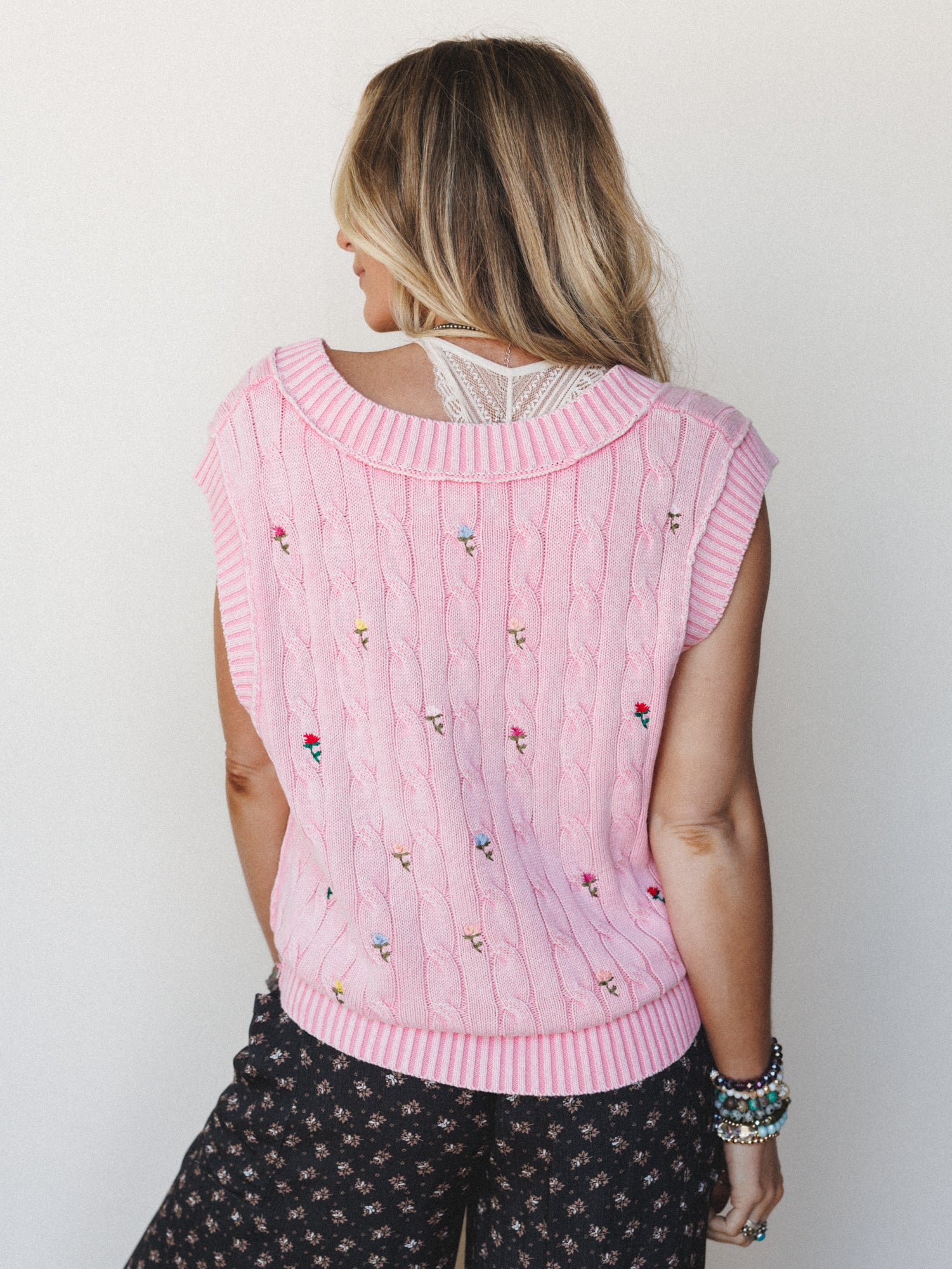 Floral Embers Embroidered Vest - Pink - Image 4