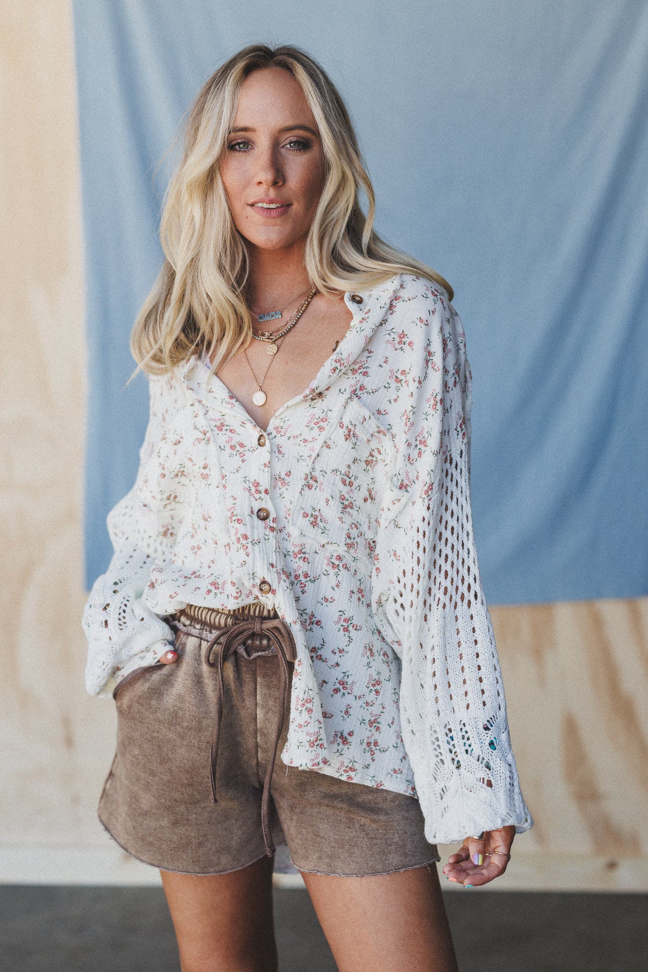 Floral Fantasia Button Down Top - Cream - Image 3