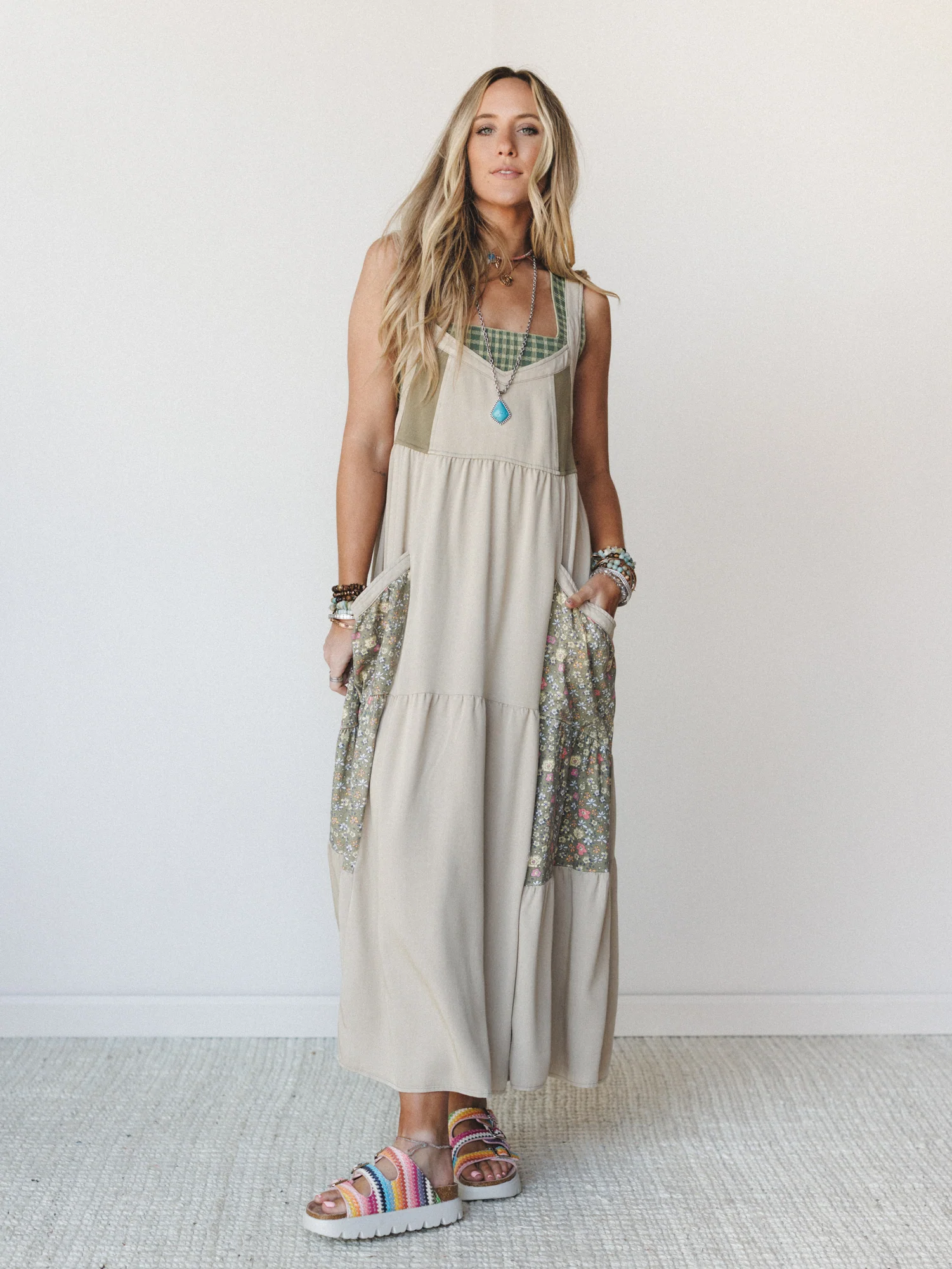 Floral Gazer Maxi Dress - Dusty Sage - Image 4